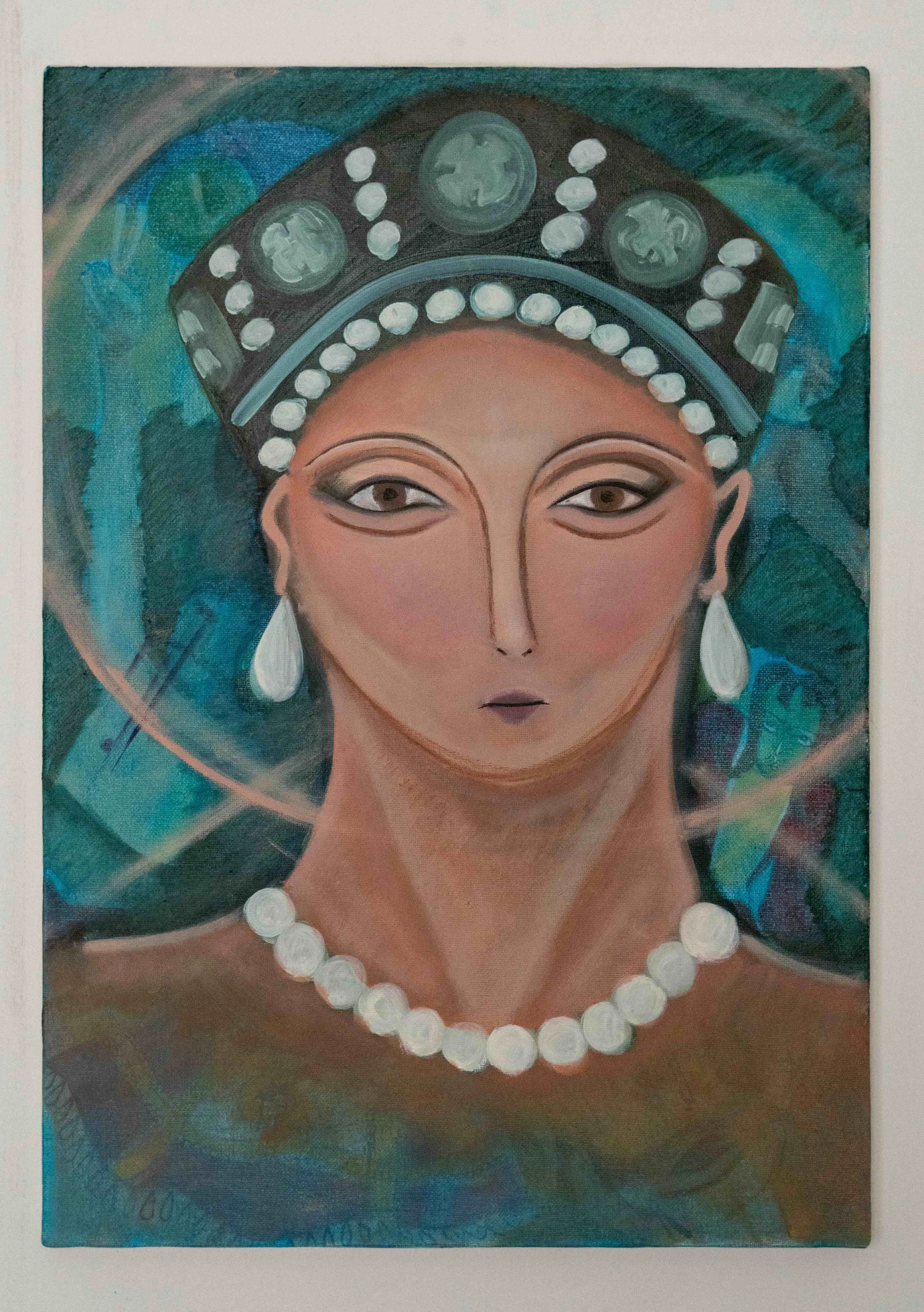 Blue Theodora, 2025, oil on canvas, 50x35 cm
