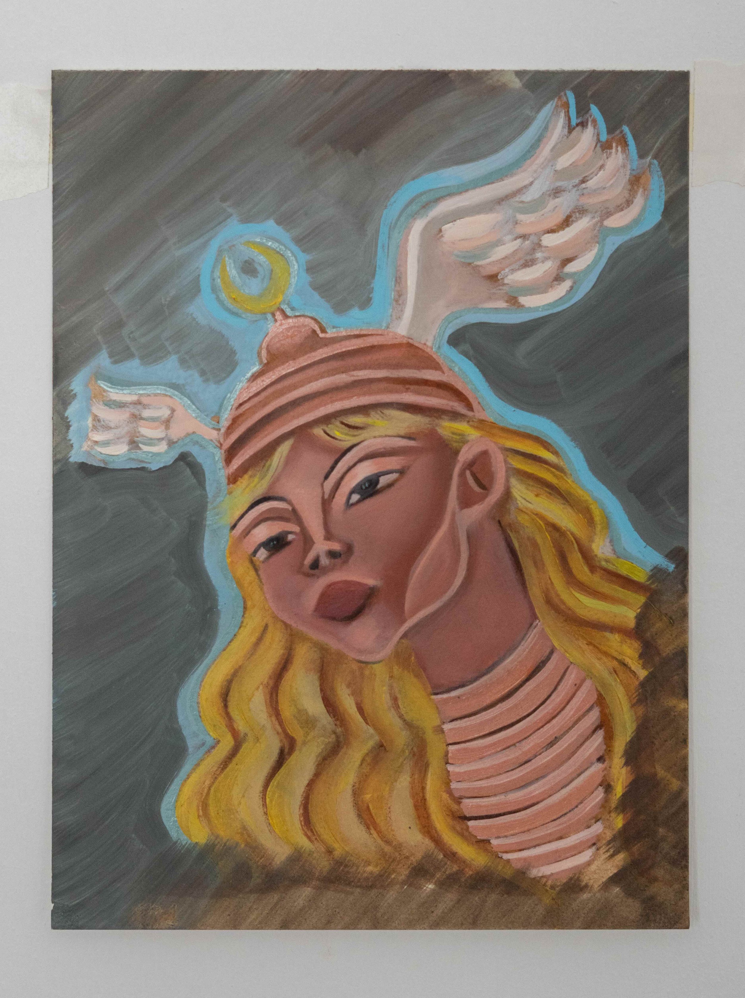 Lady Hemes, 2025, oil on paper, 28.5x21 cm