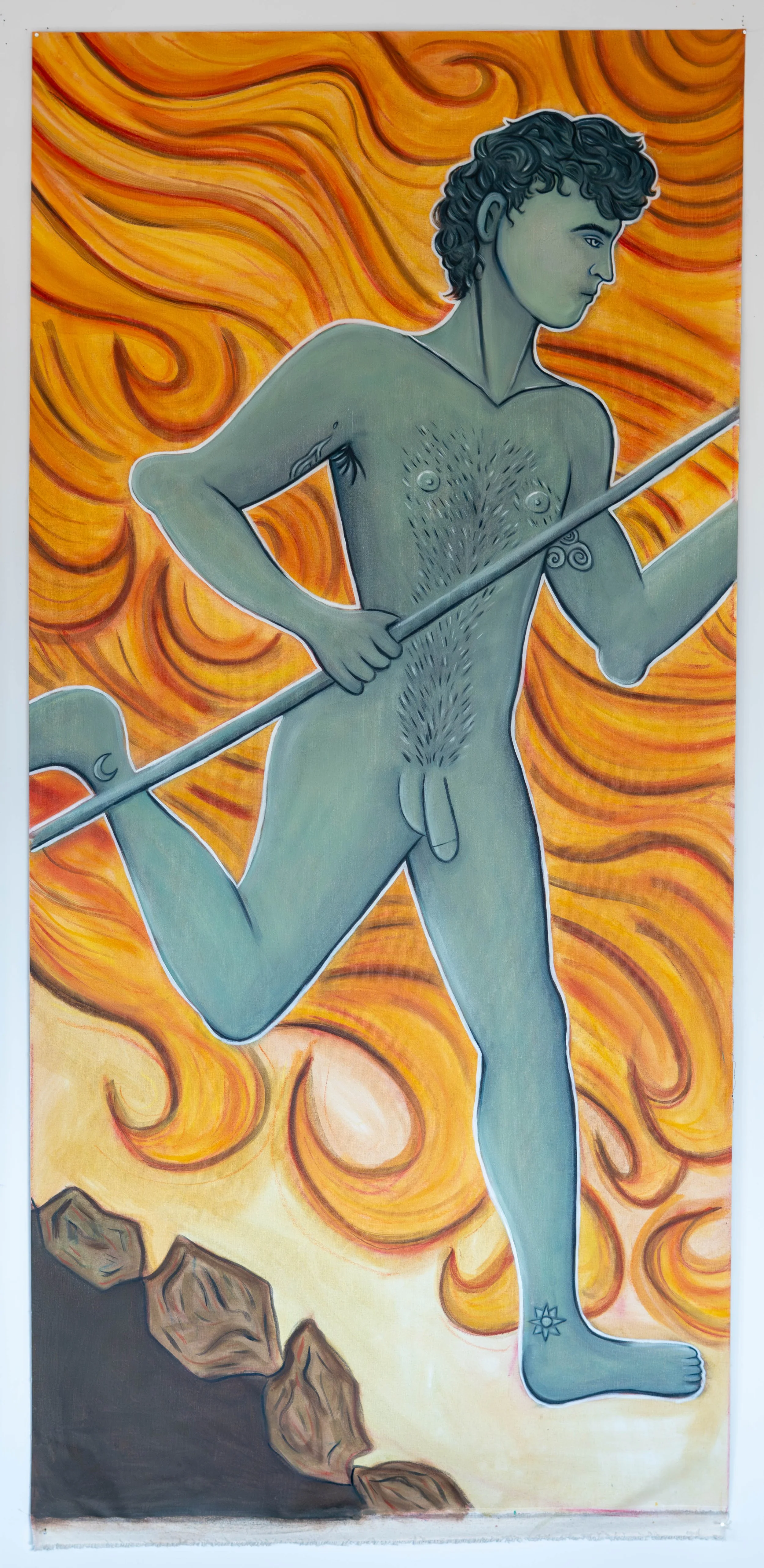 Herculean Method, from series Enter, 2025, oil on canvas, 150x70 cm