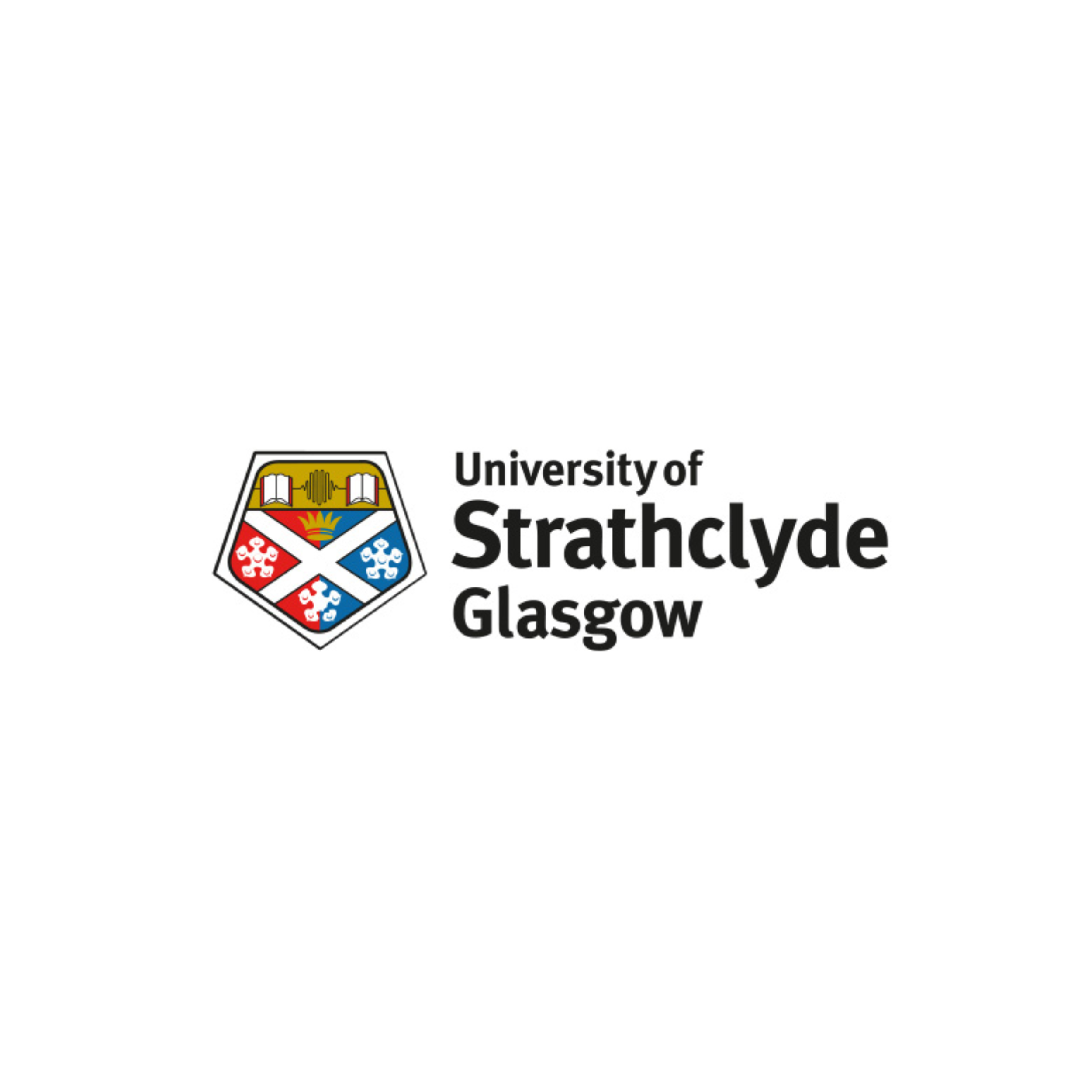 Logo of the University of Strathclyde Glasgow featuring a shield with four quadrants and the university name in bold text.