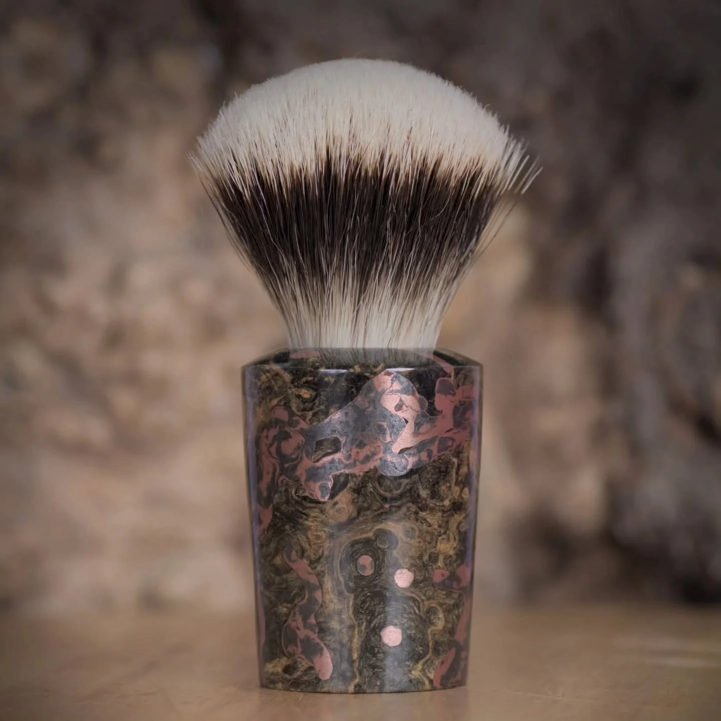 Back in the workshop. Stabilised Dunfierth chestnut with copper and iron inlays. 

#shavingbrush #MadeInIreland #handmade #meathmade  #dccireland