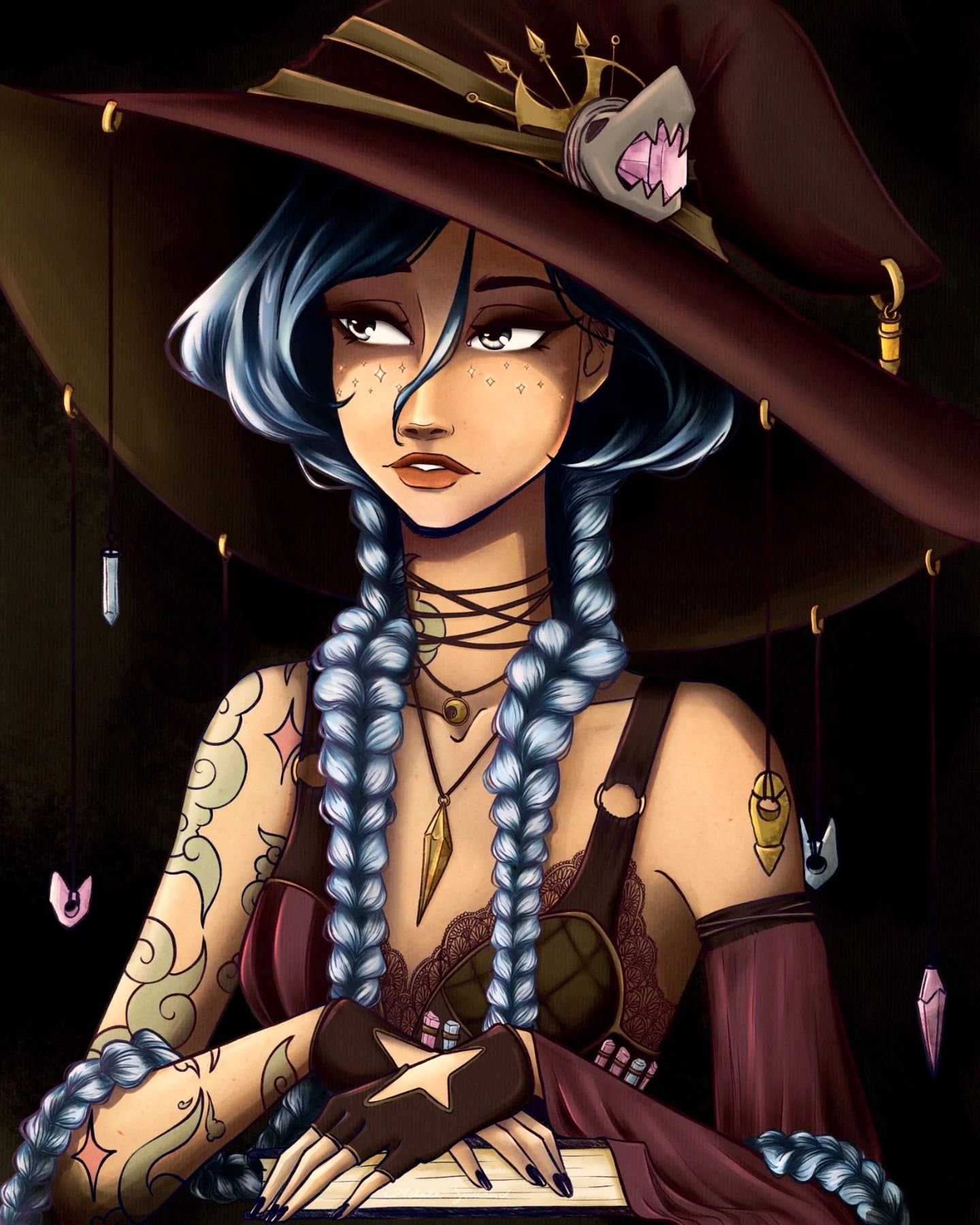 Hi 😂
I've been struggling for days against art block (still at it 🫡) and when I started this girl, I thought during the sketch process she kinda looked like a witchy Jinx, and went all the way for it 😂
Process was completely chaotic tho I think I