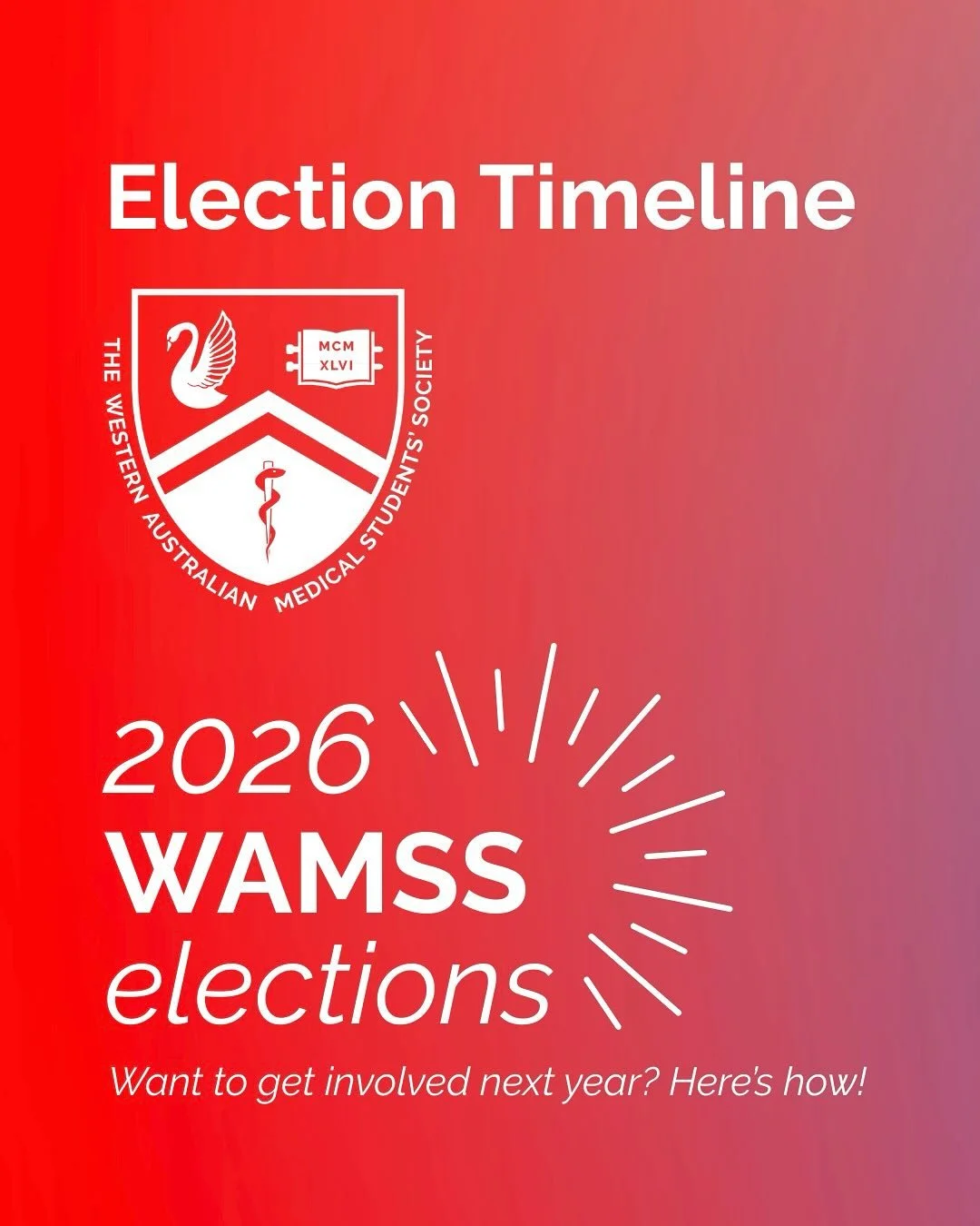 Interested in running for a position on WAMSS in 2025? Wondering who to vote for to represent you as a UWA medical student? Here is where you do it!
📄 Nominations for Executive positions now open!! Check out our Facebook event page on how to nominat