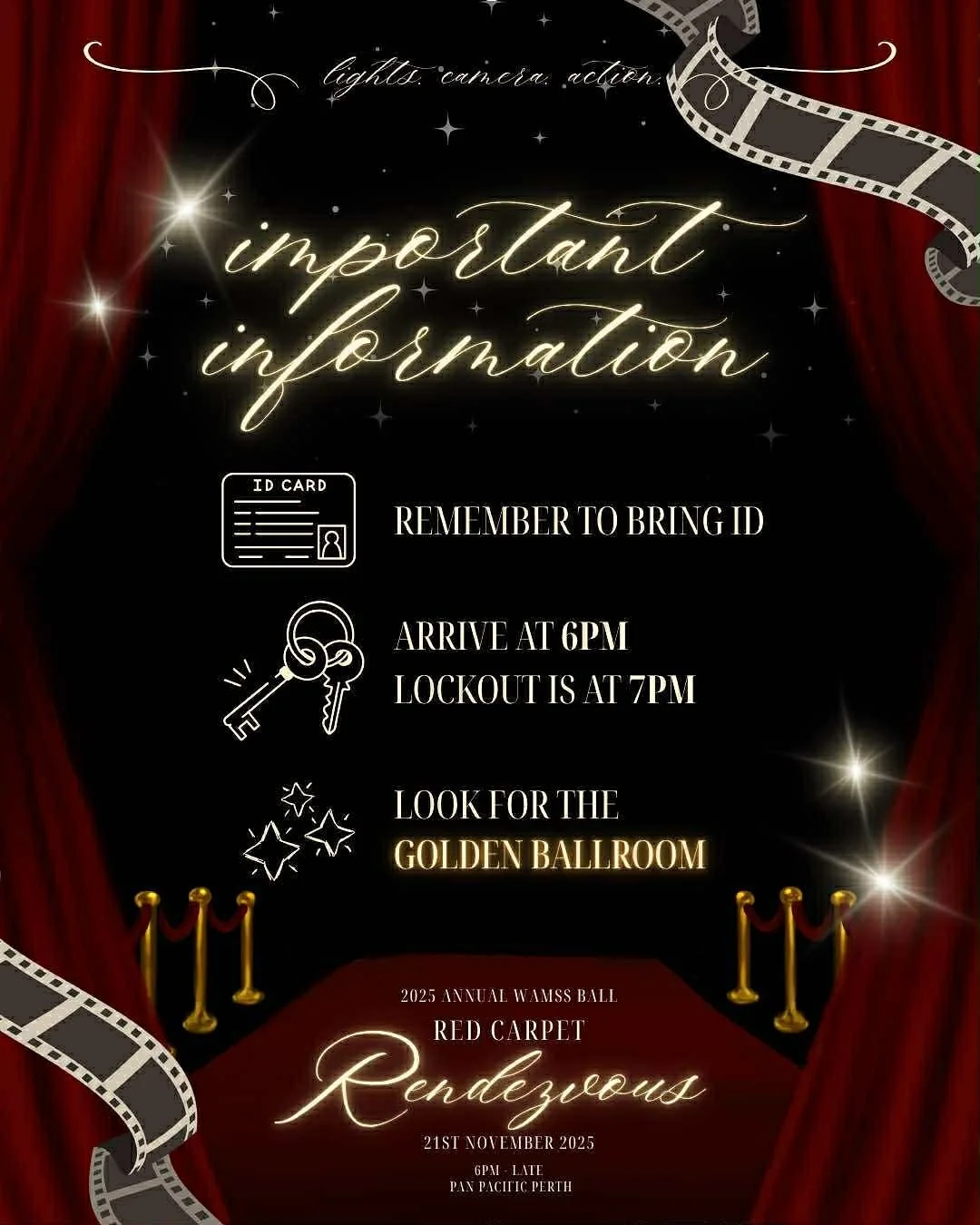 🎉 It&rsquo;s nearly showtime! Here is the program for the evening and important lockout info. Can&rsquo;t wait to see you all there!

WAMSS 𝑃𝑟𝑒𝑠𝑒𝑛𝑡𝑠: 𝑅𝑒𝑑 𝐶𝑎𝑟𝑝𝑒𝑡 𝑅𝑒𝑛𝑑𝑒𝑧𝑣𝑜𝑢𝑠
Our ANNUAL MEDICAL BALL is back and better than ev