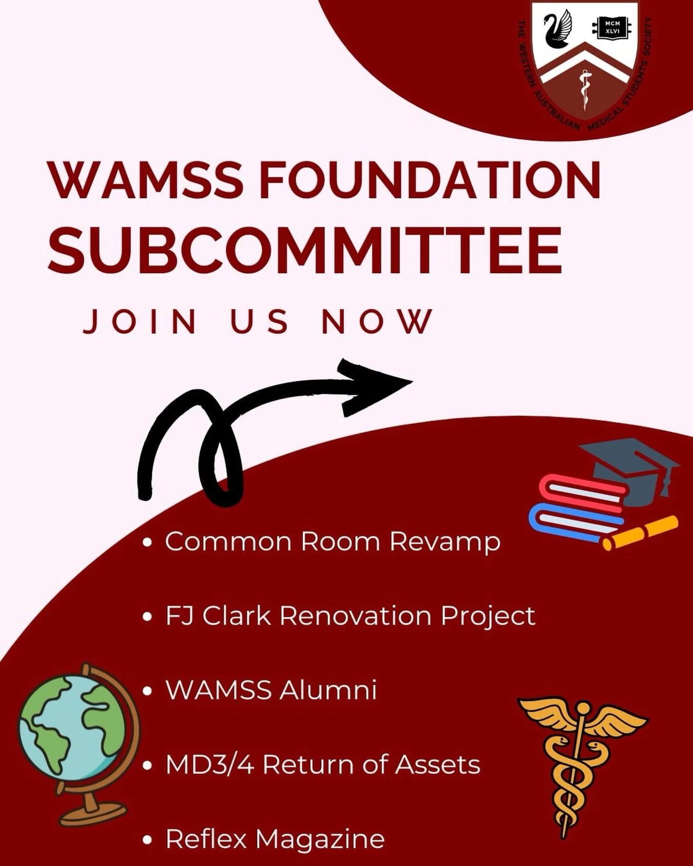 ✨ WAMSS Foundation Chair Subcommittee Applications are now OPEN! ✨

We&rsquo;re looking for 4 General Committee members to join the Foundation subcommittee and help drive some exciting projects across the year, including:

🛋️ Common Room Revamp
🏛️ 