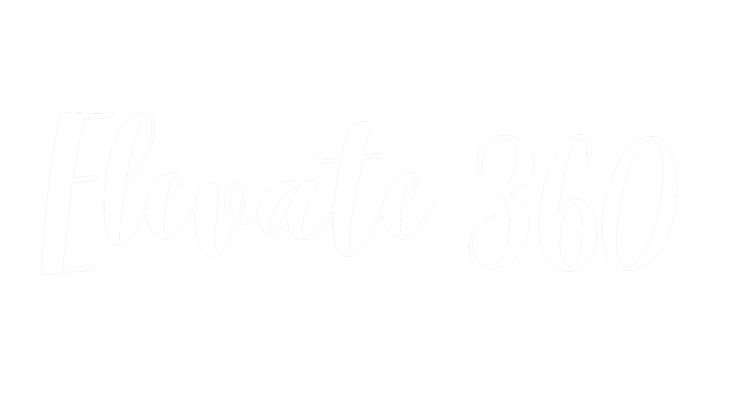 Black background with white cursive text that says "Elevate 360".
