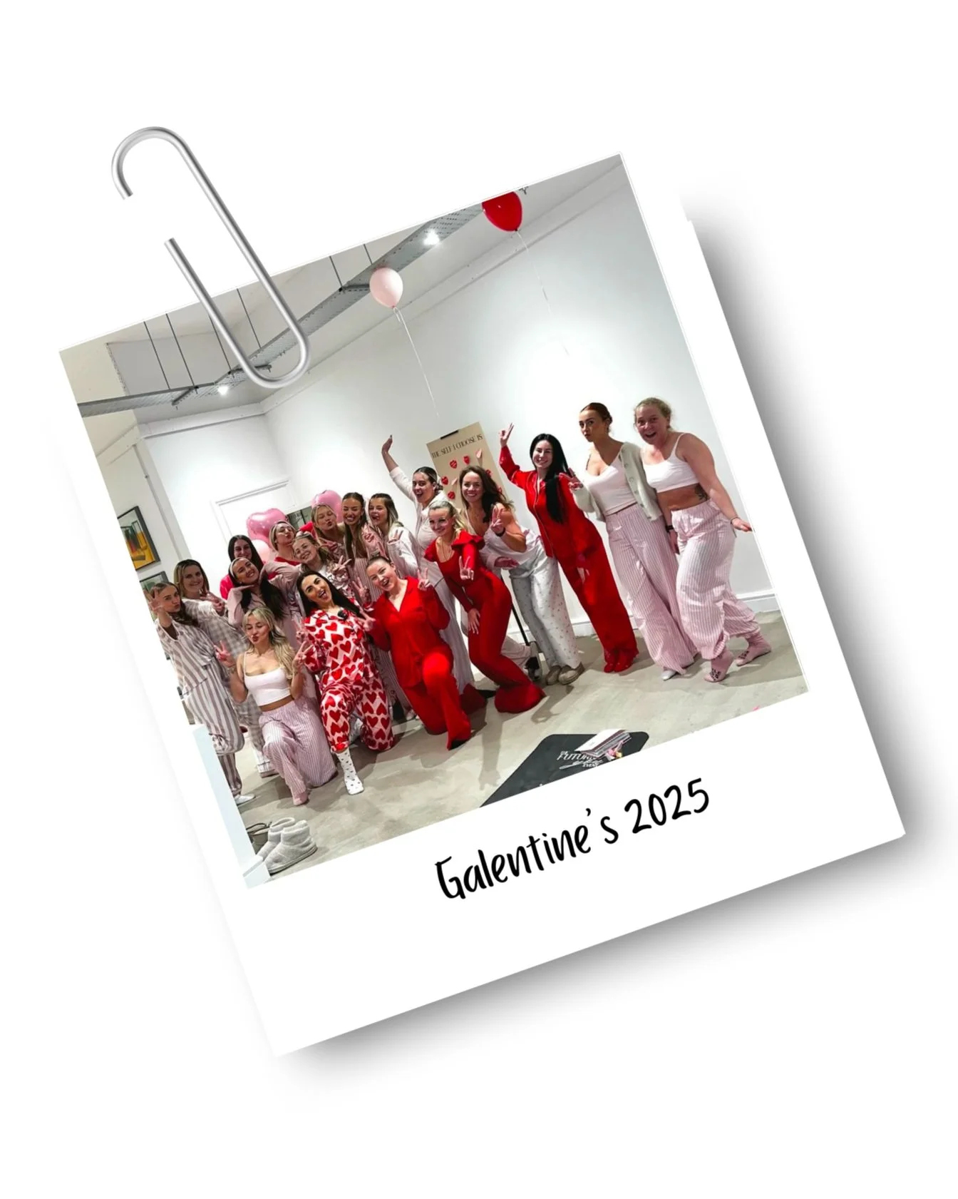 Group of women posing in colorful clothing for Galentine’s 2025 celebration
