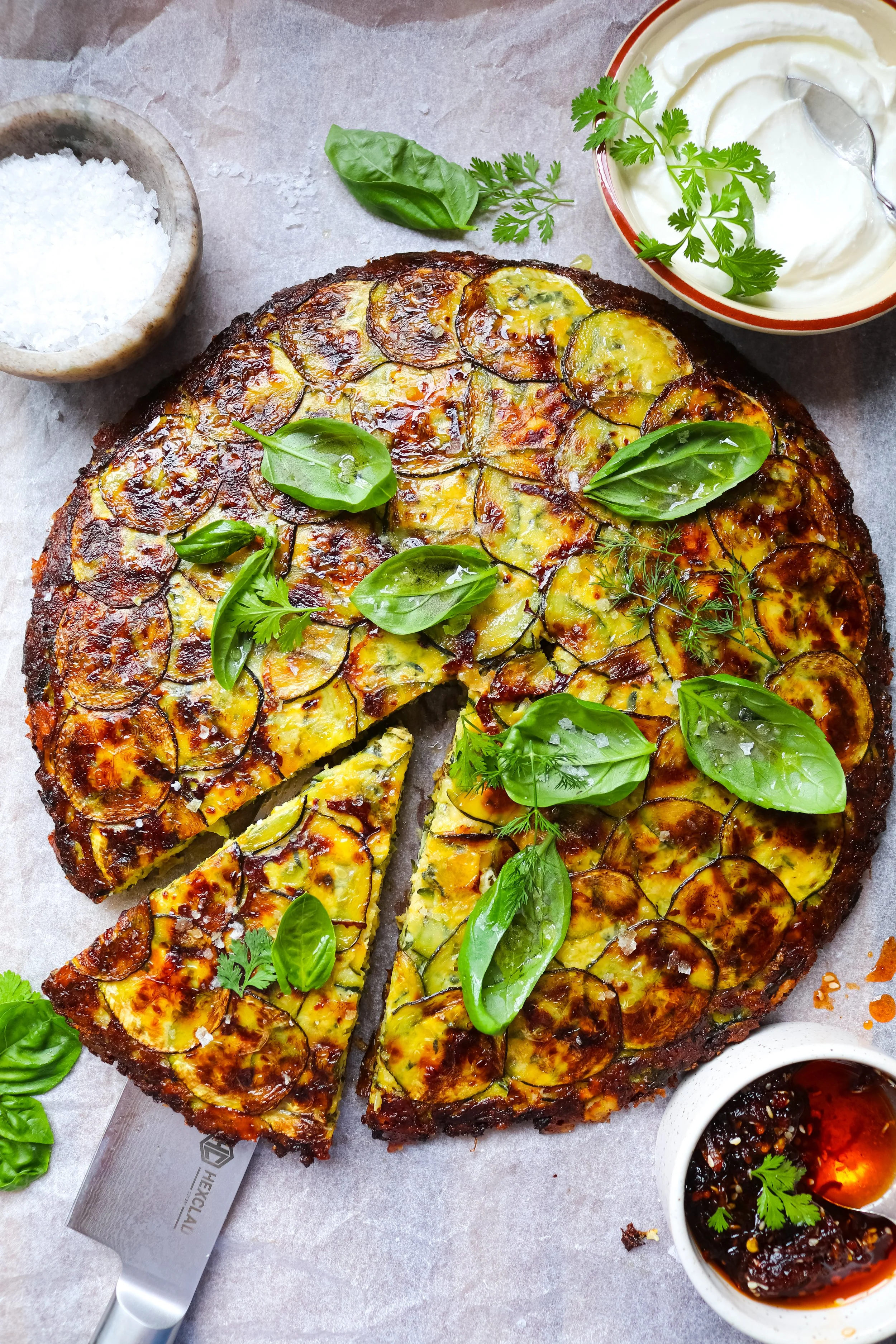 Crispy Fried Courgette Galette with Goat’s Cheese &amp; Basil&nbsp;