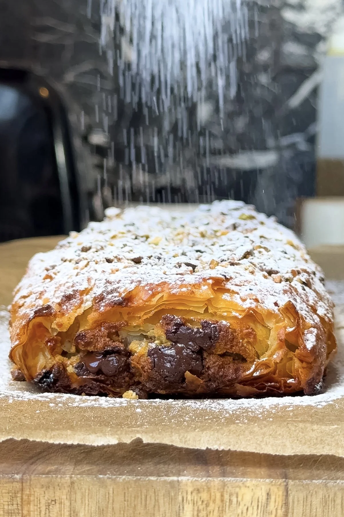 Caramelised Feijoa, Pistachio &amp; Dark Chocolate Strudel&nbsp;