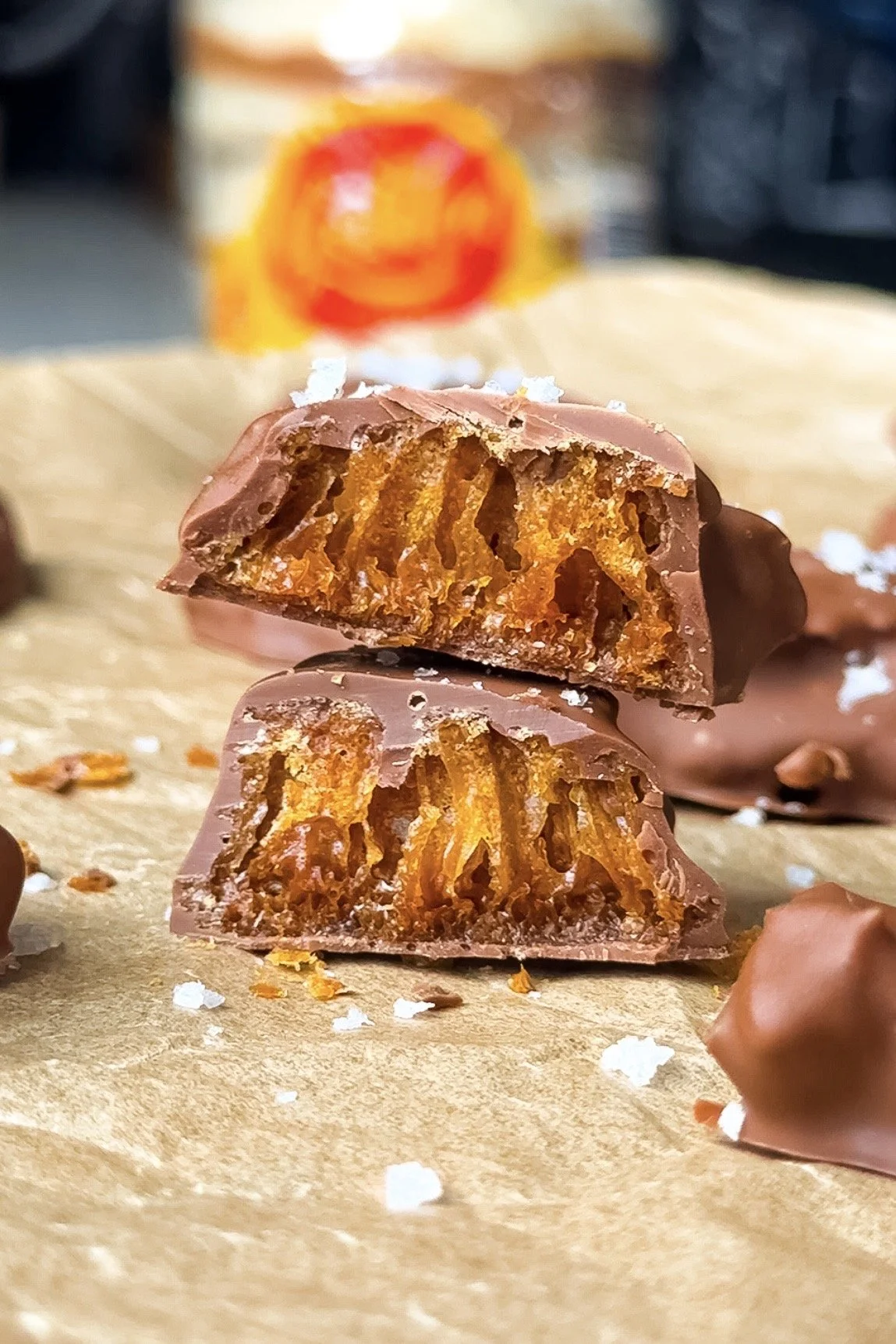 Chocolate-Dipped Caramelised Crumpet Clusters with Vanilla &amp; Sea Salt 