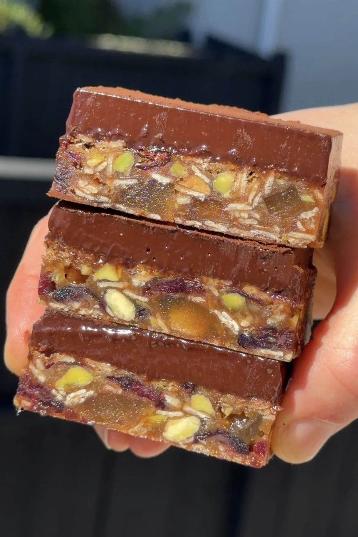Chewy ANZAC, Pistachio Slice With Sea Salt Chocolate Ganache — Melies ...