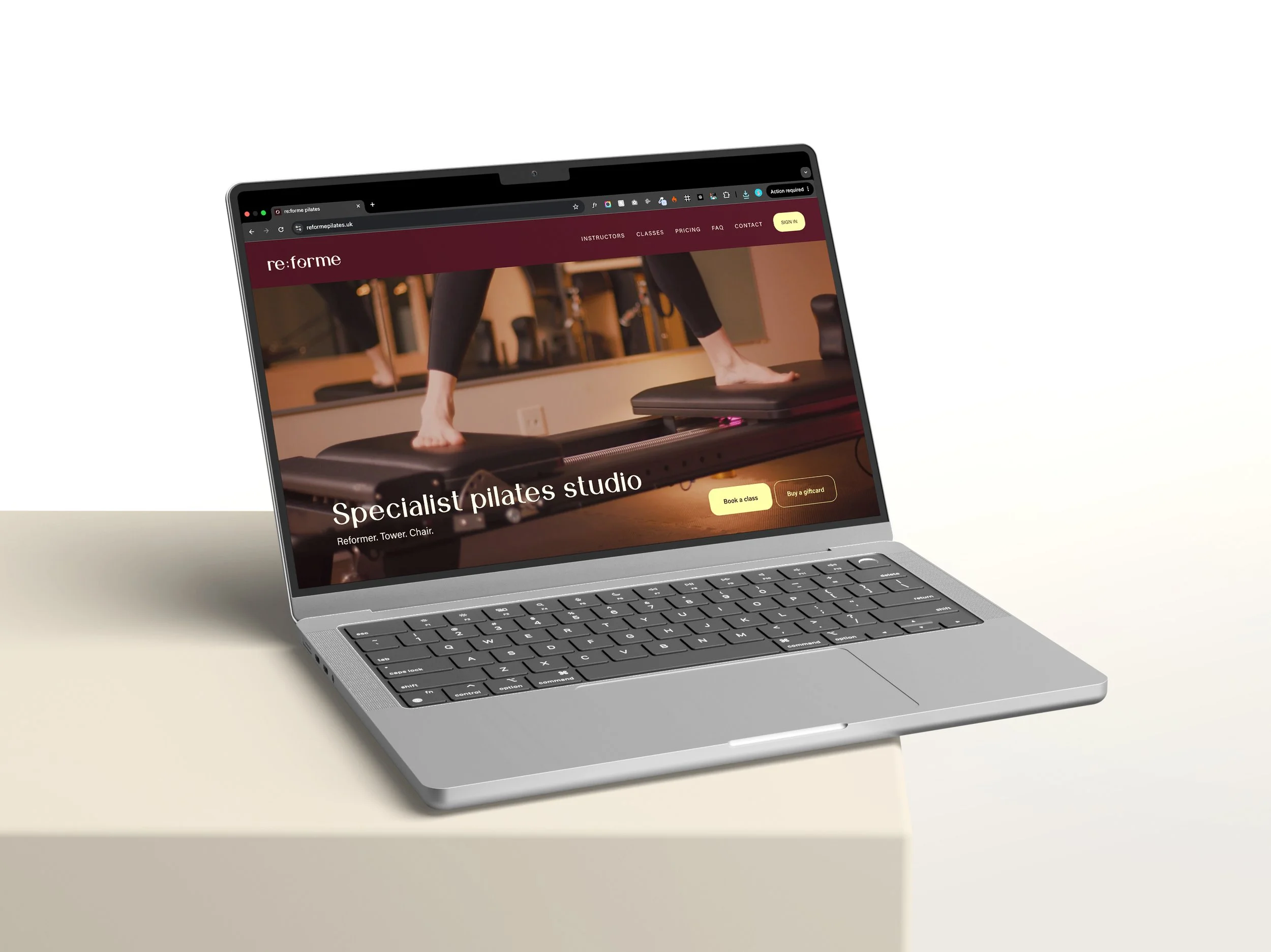Re:forme Pilates Desktop Website
