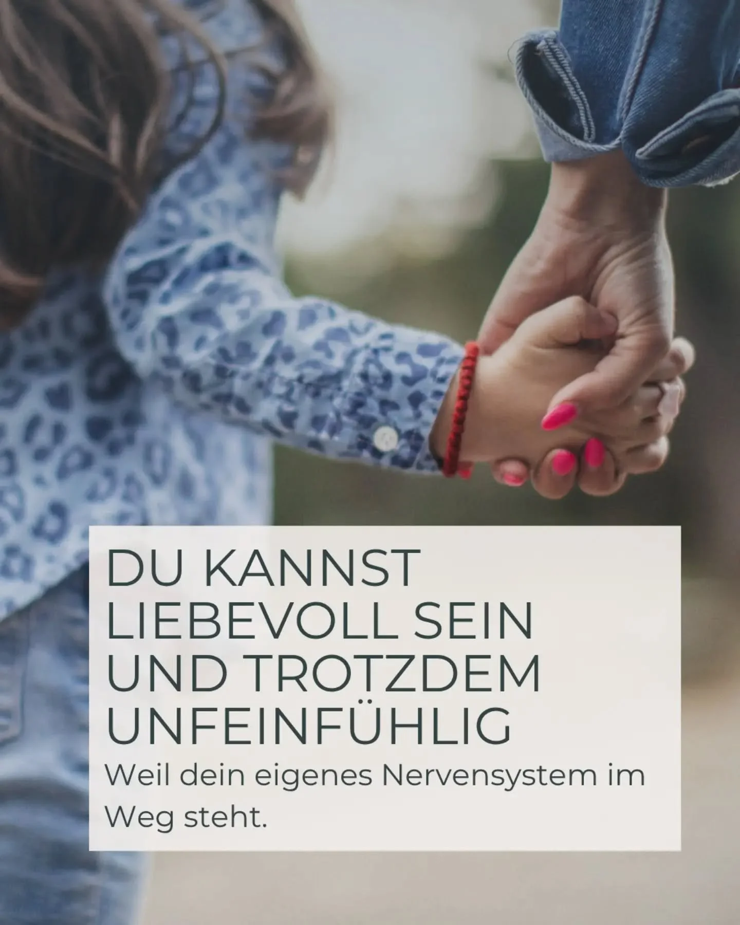 Du kannst es gut meinen und trotzdem an den Bed&uuml;rfnissen deines Kindes vorbeigehen. Weil du auf dein eigenes Nervensystem reagierst, nicht auf die Bed&uuml;rfnisse deines Kind. So kann sich zum Beispiel dein Bed&uuml;rfnis nach N&auml;he, das au