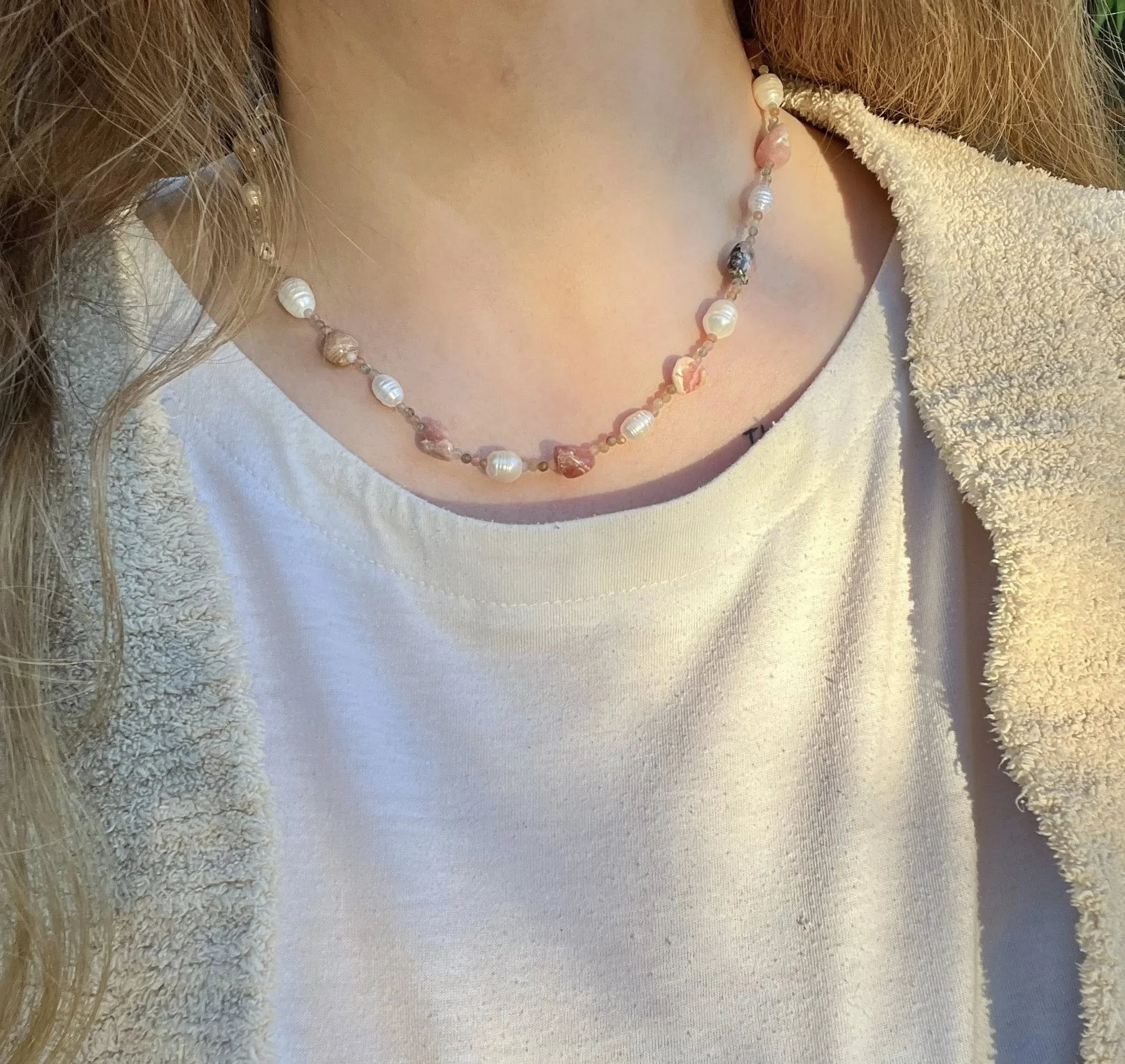 Rhodonite and Pearl Necklace