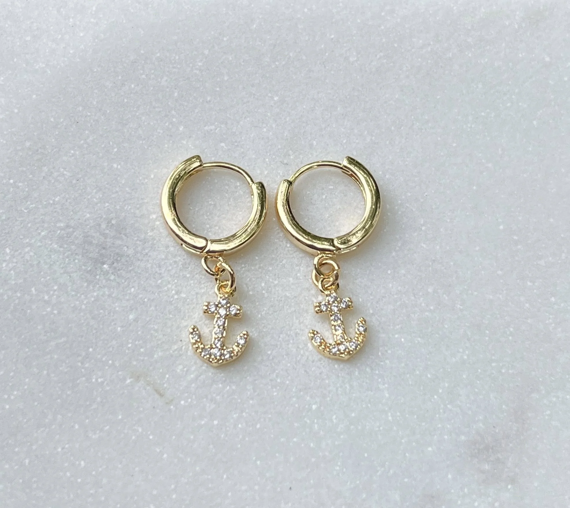 Gold Anchor Earrings