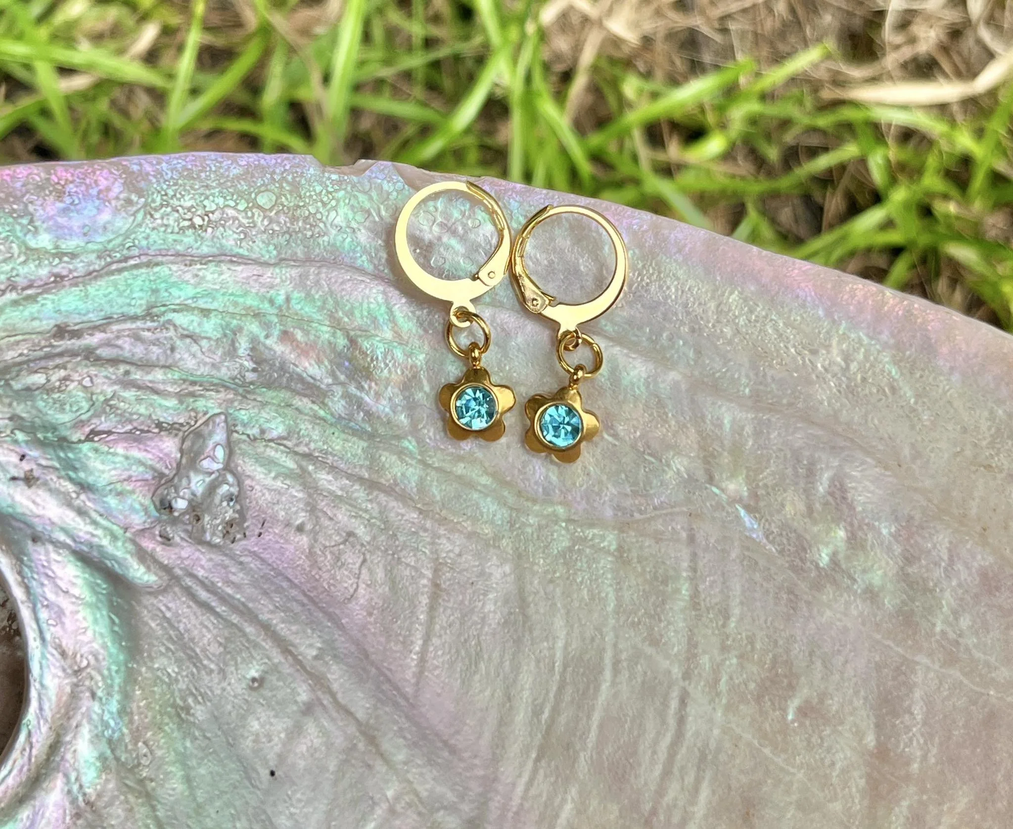 Turquoise Flower Hoops