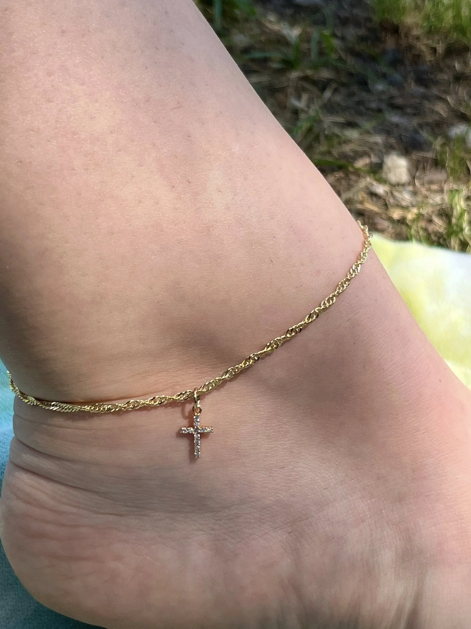Gold Cross Anklet