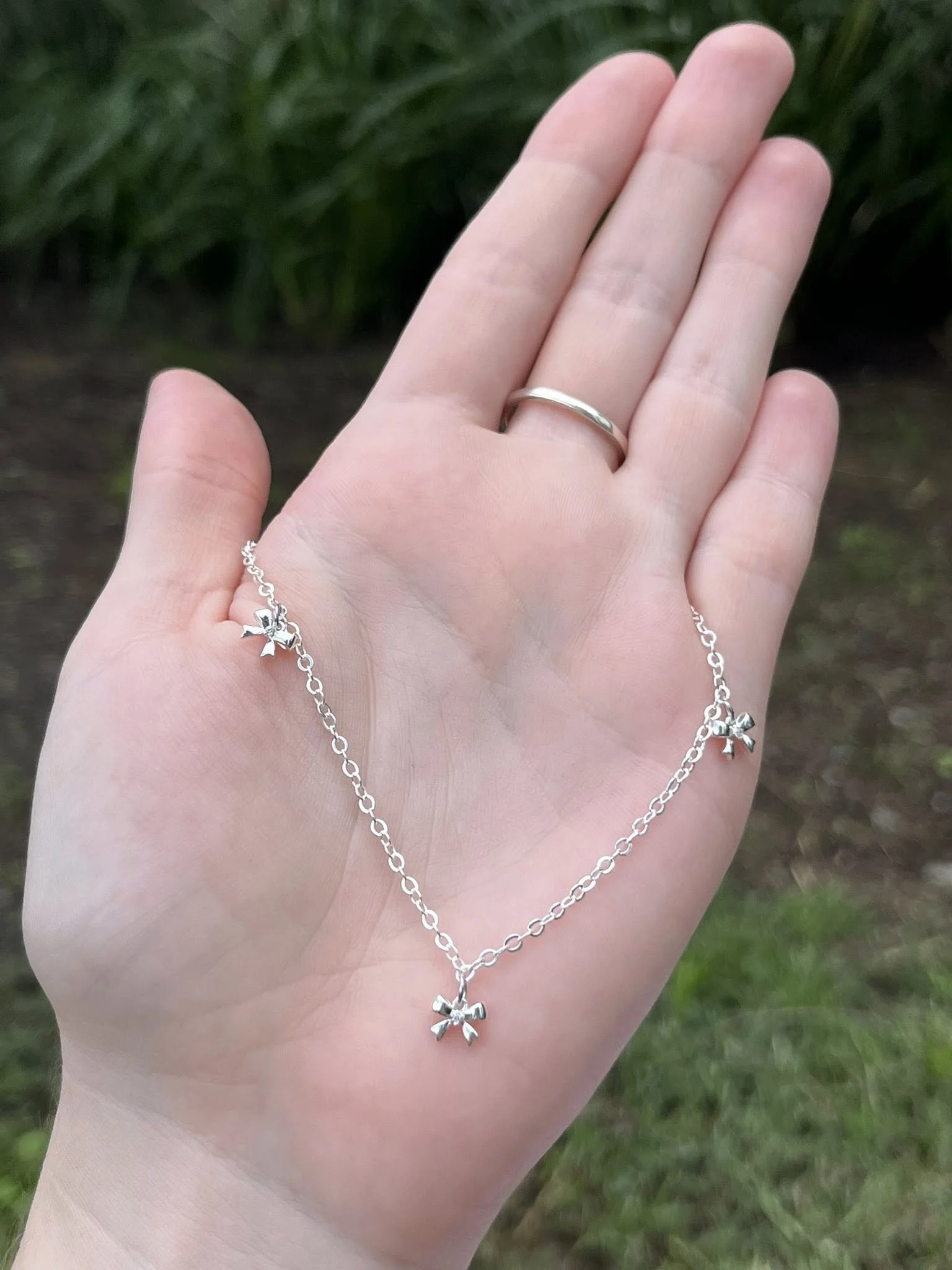 Silver Bows Anklet