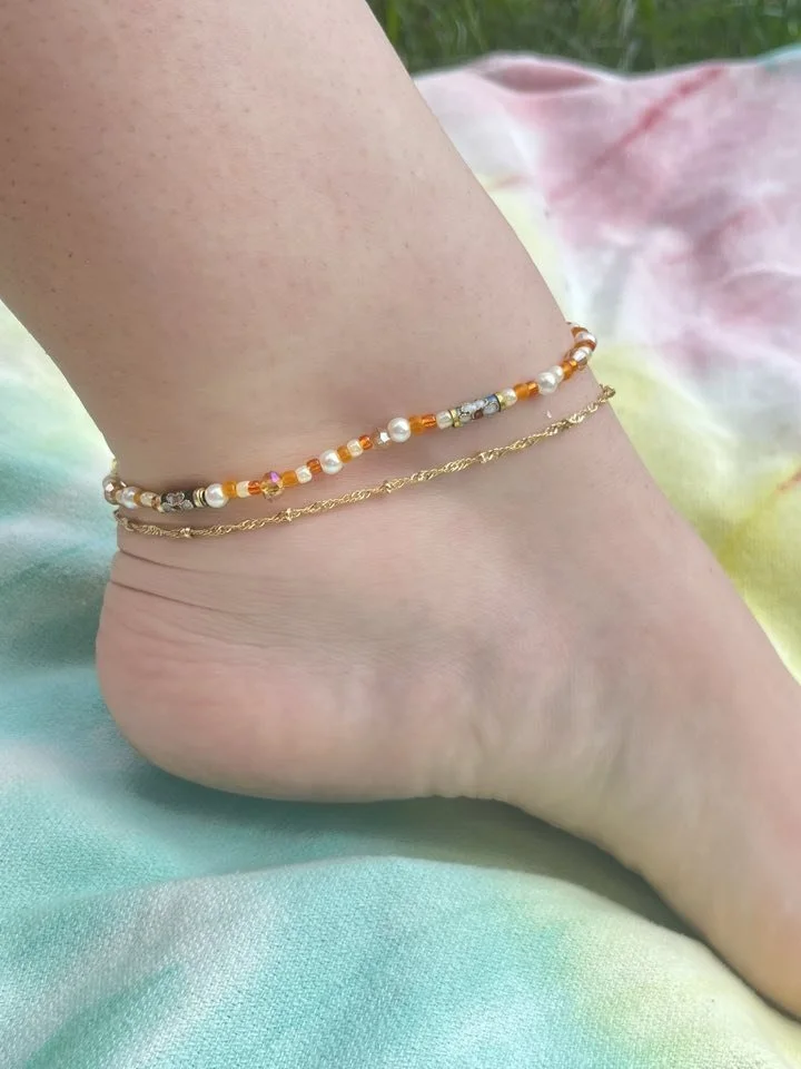 Orange Anklet set