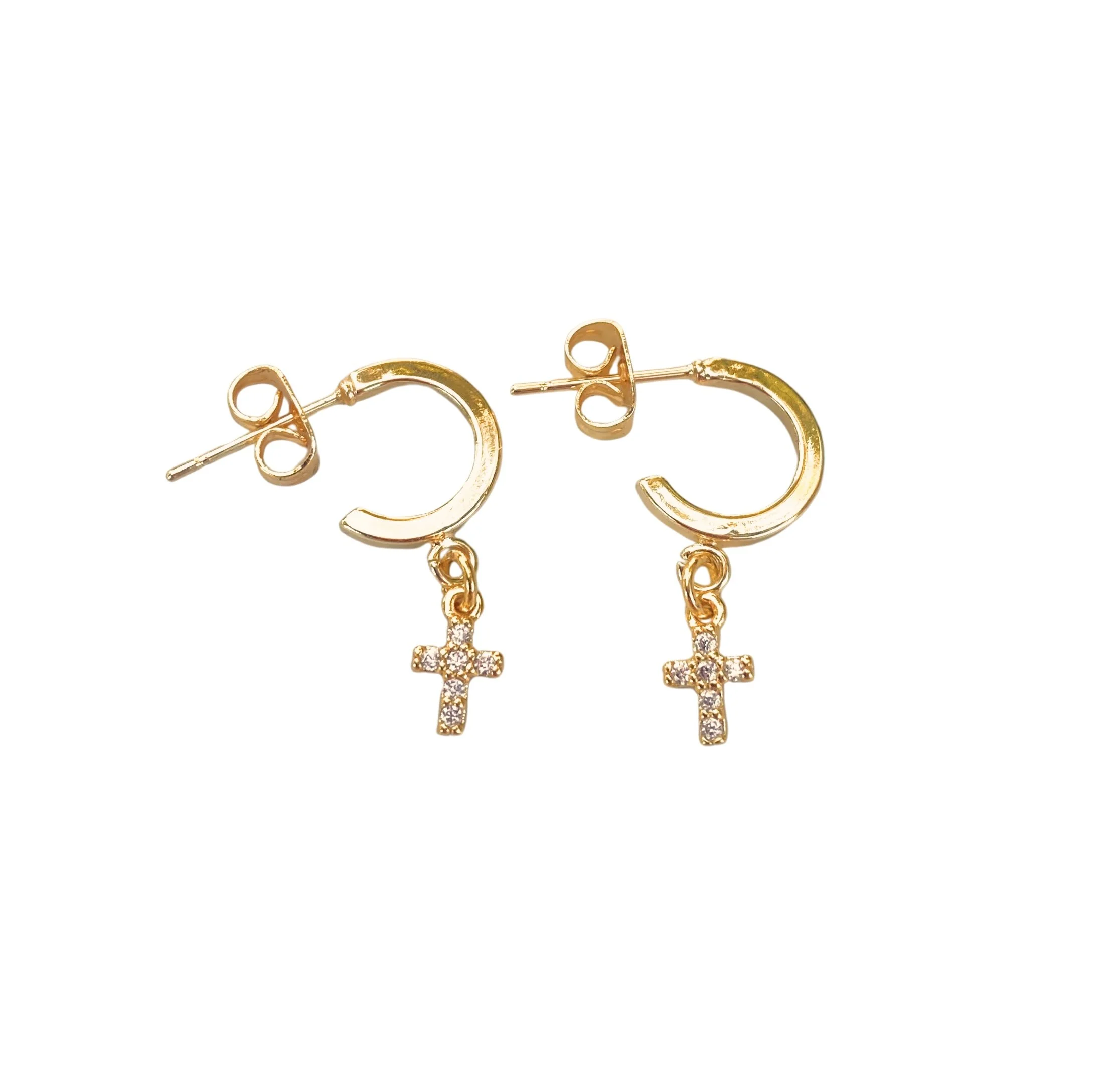 Cubic Zirconia Cross Earrings
