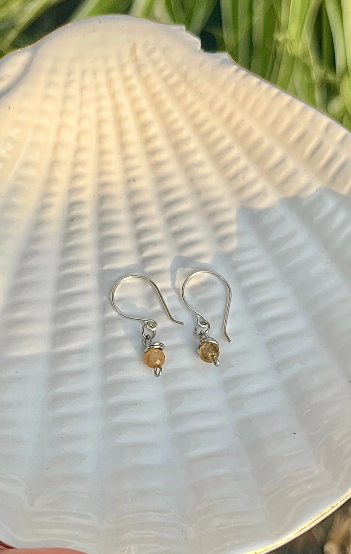 Amber earrings on sterling silver hooks