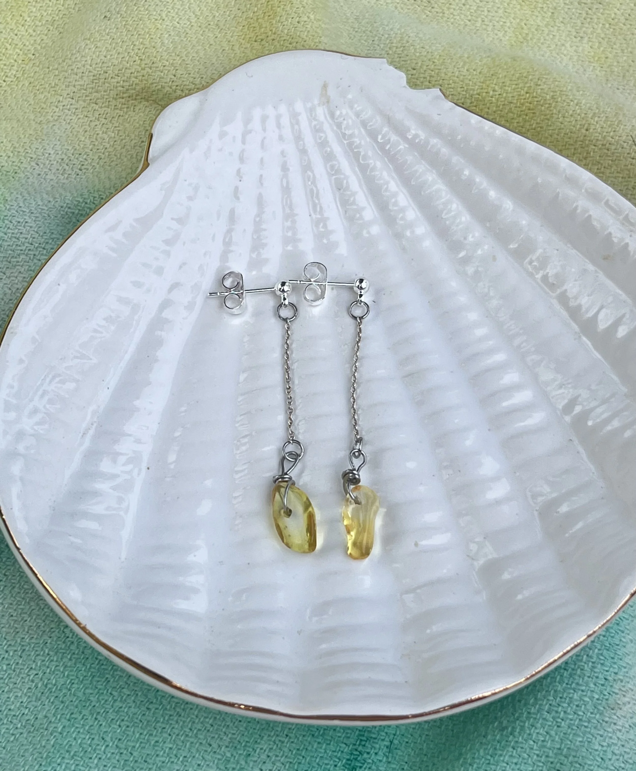 Yellow citrine stone earrings