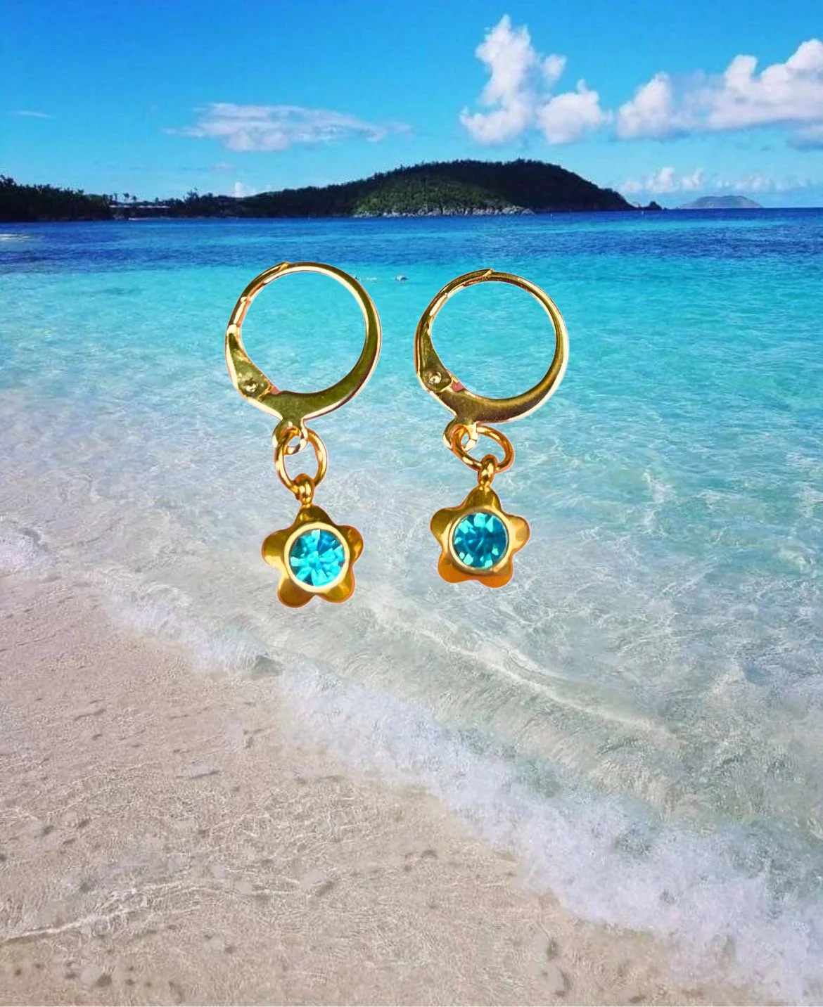 Turquoise Flower Hoops