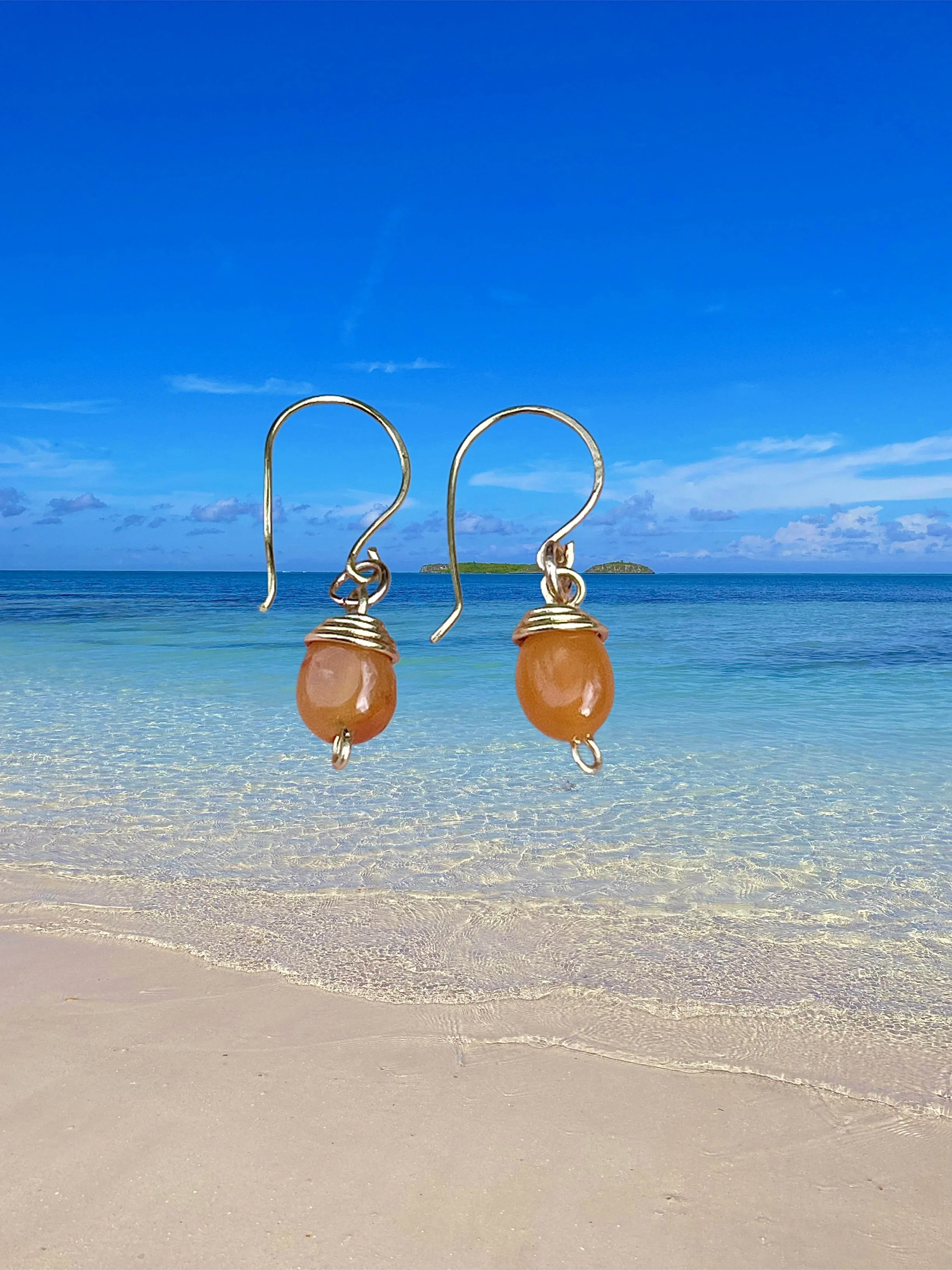 Carnelian wrapped in gold filled wire