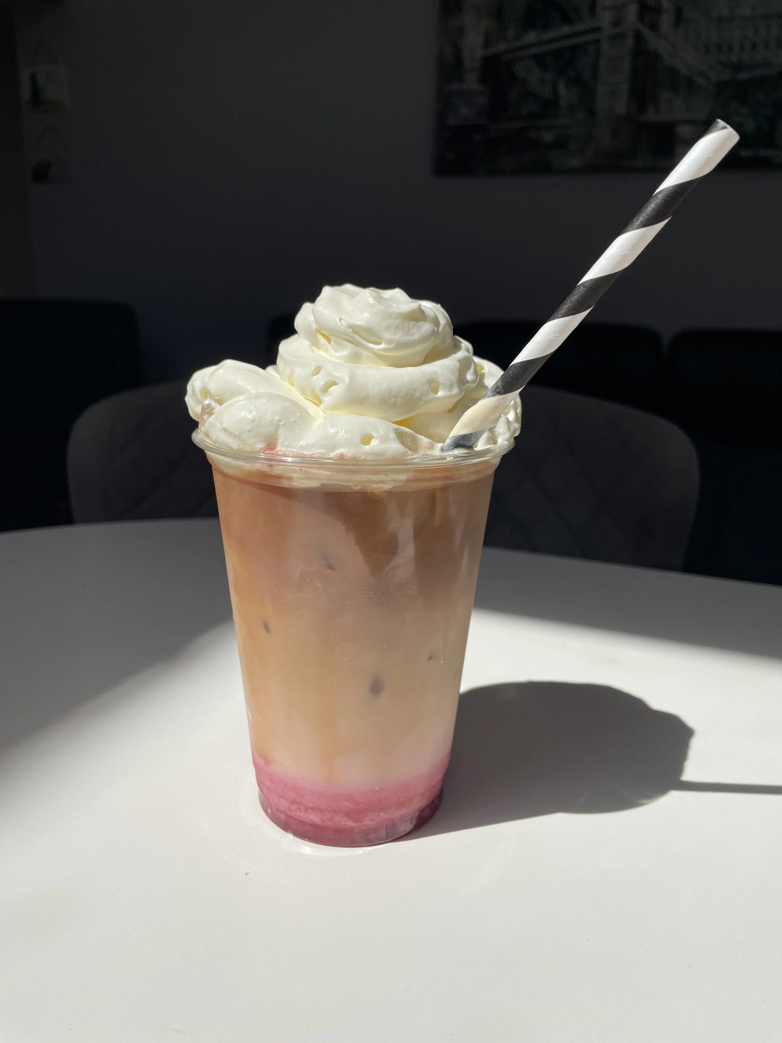 Strawberry and cream latte