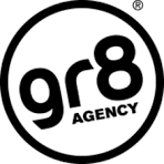 Gr8 Agency logo, communication partner of BRANCH