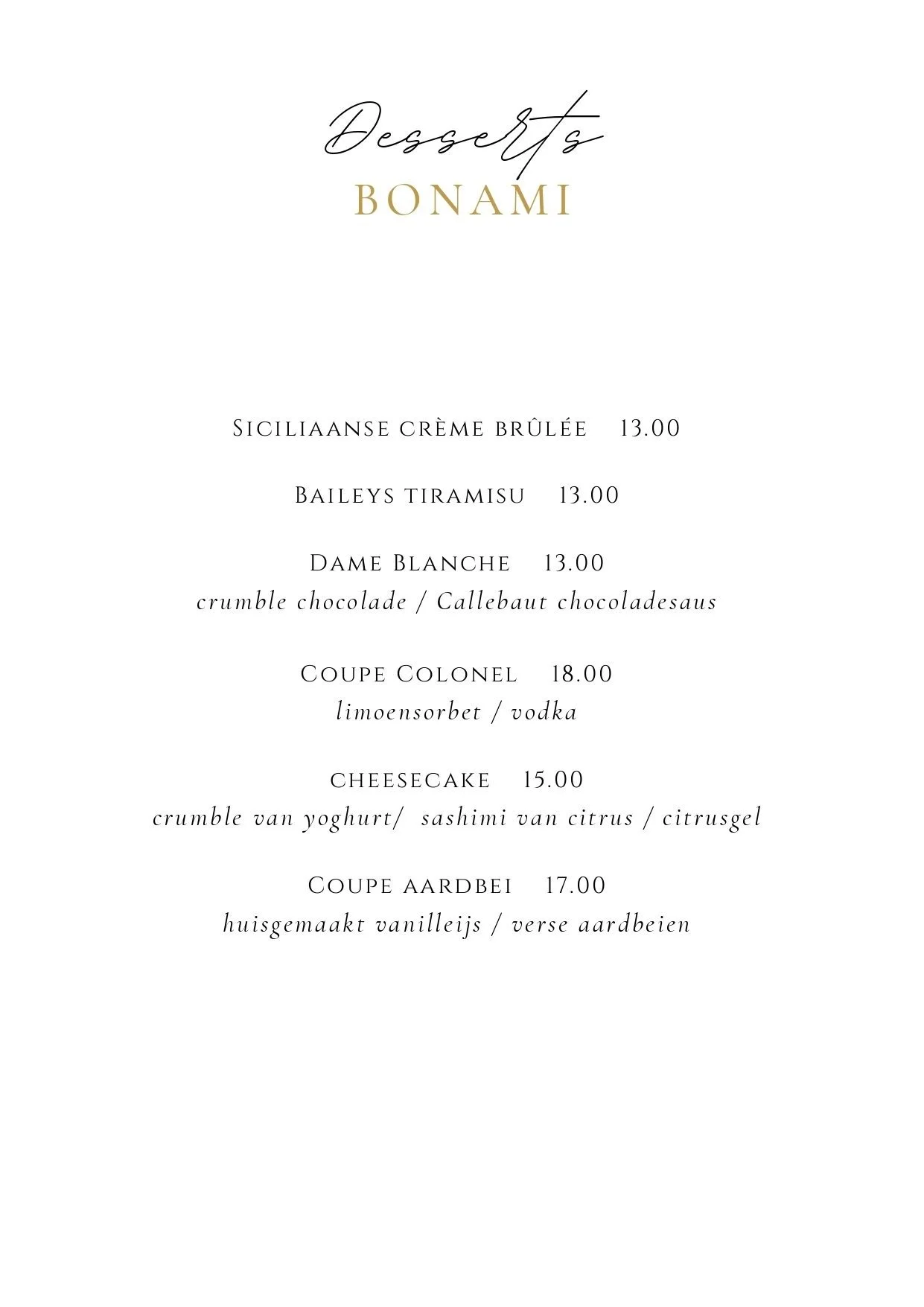 Bonami Restaurant Kaart | TableFever