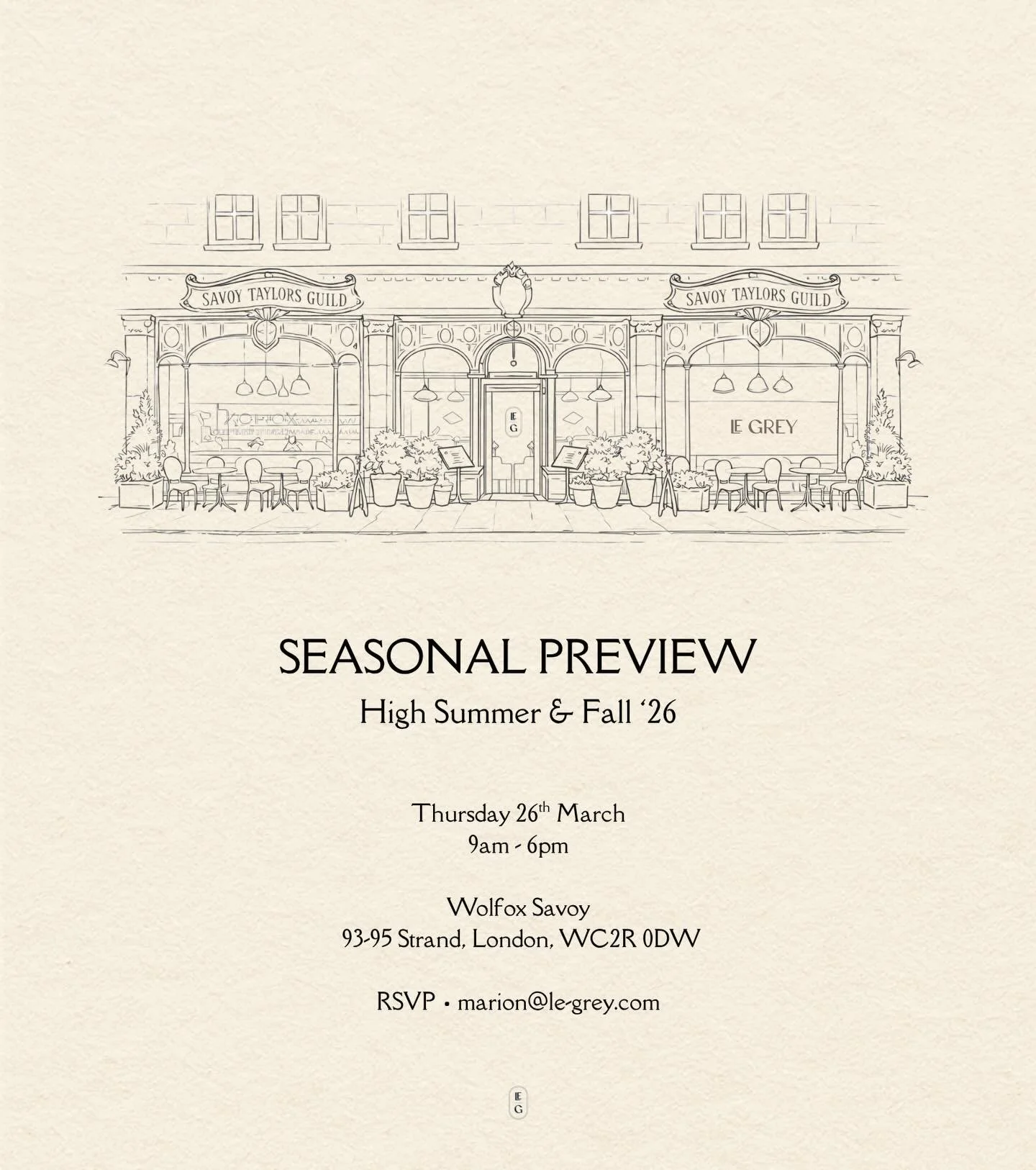 A iconic building. Three floors. One unforgettable takeover.

Join us on Thursday 26th March at the Wolfox Savoy grand caf&eacute; for our seasonal collection preview, featuring a curated edit of ready-to-wear, accessories, jewellery, lifestyle, beau