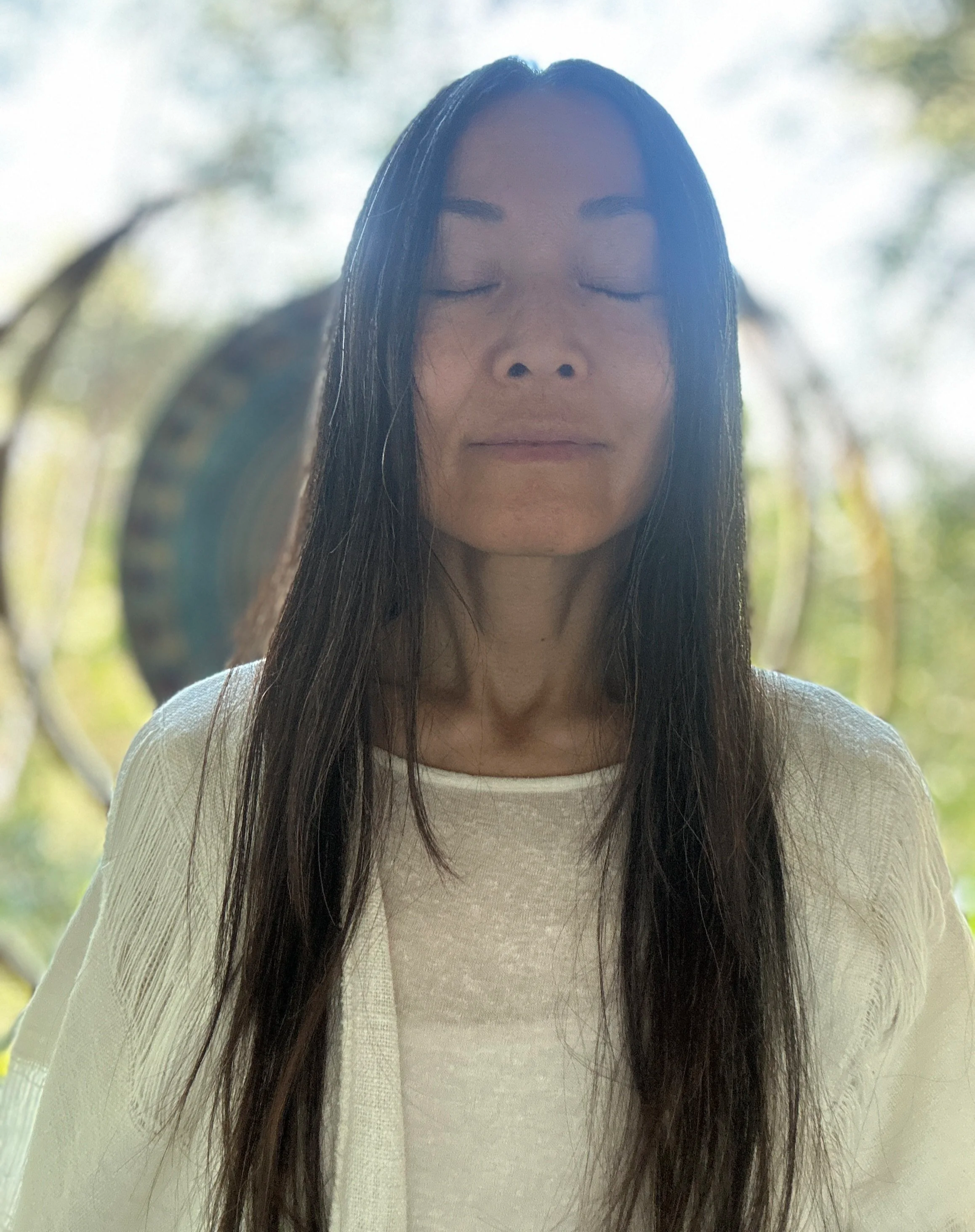 Portrait of RaLuna, certified sound healer and ambient music artist based in Ibiza