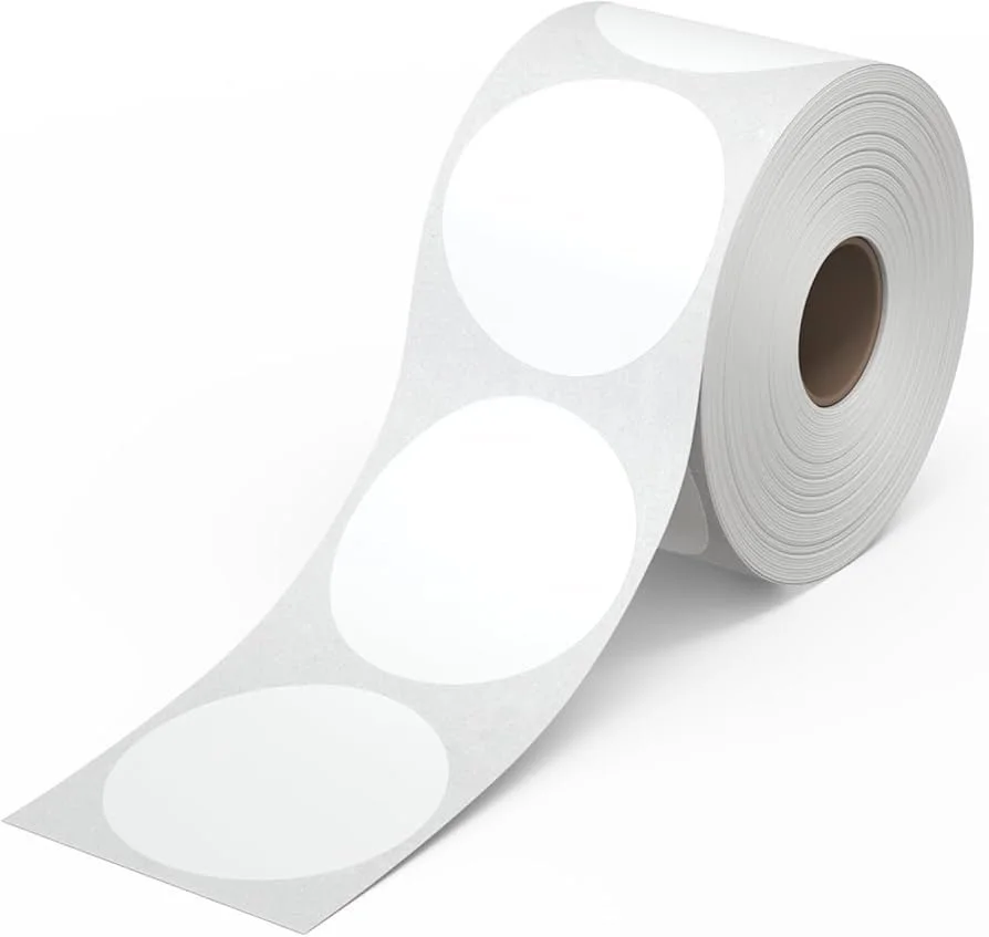 60mm White Circular Labels