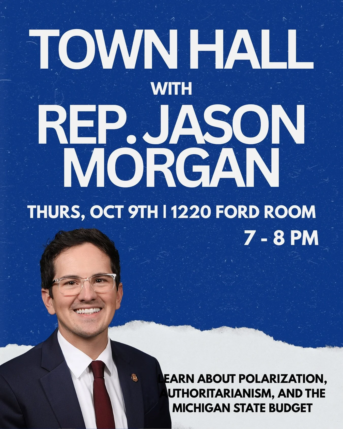 Come join us tomorrow from 7-8 pm to hear @jtmorgan07 speak about the budget &amp; more!