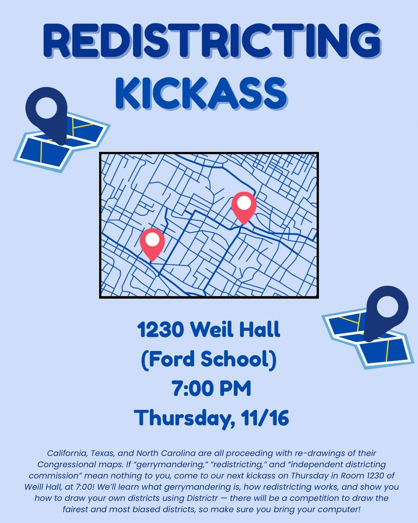 Come join us tomorrow to draw your own districts!