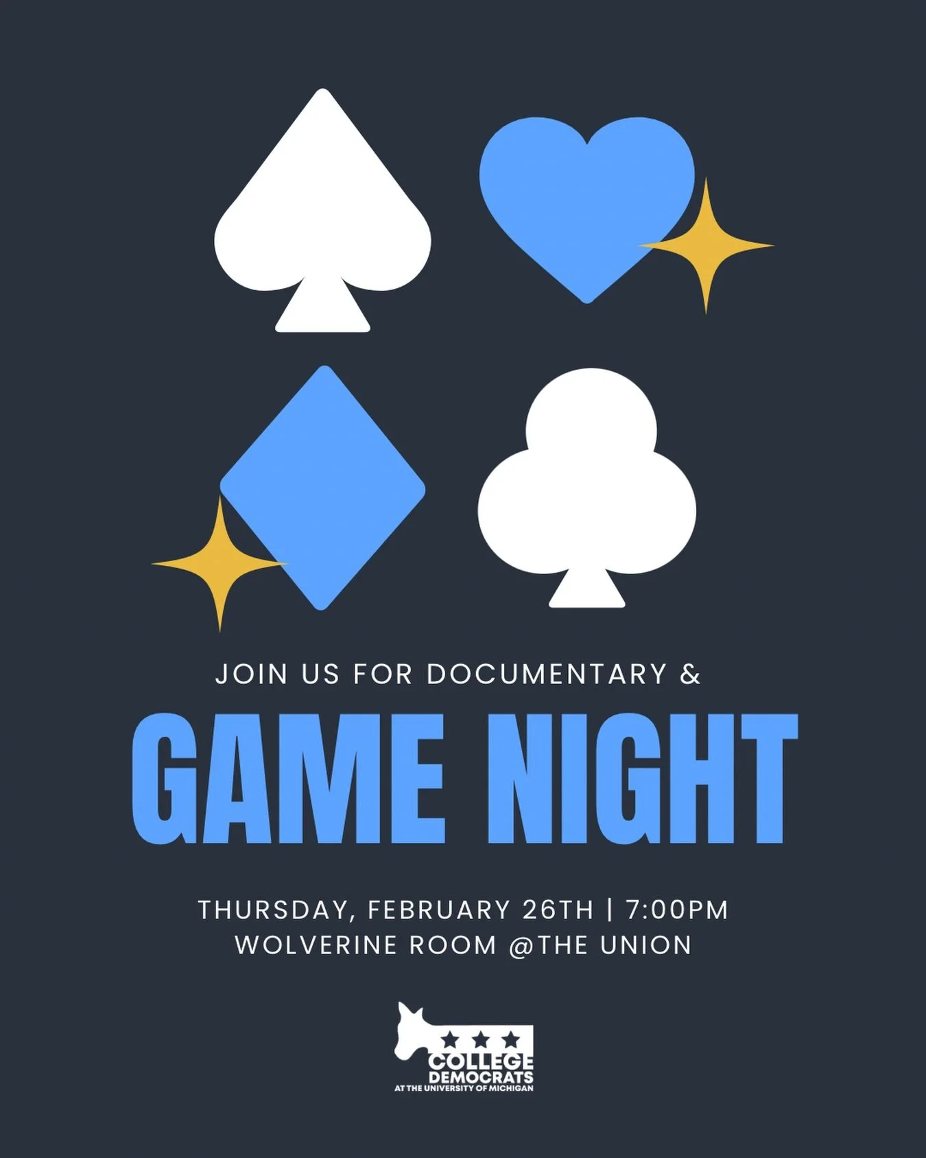 Join us this Thursday at 7PM for a fun filled night of games, a documentary viewing, and Panera cookies!