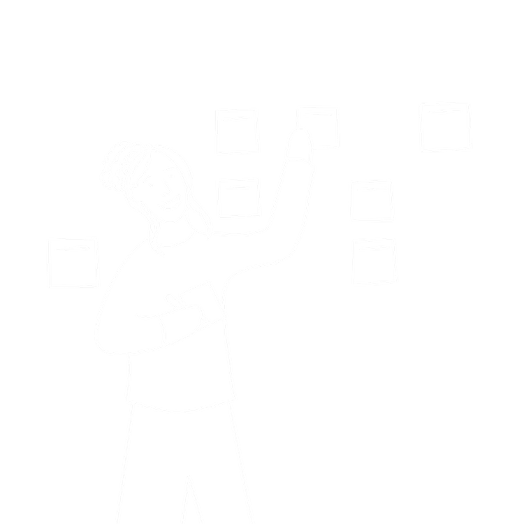 A woman sticking up post-it notes