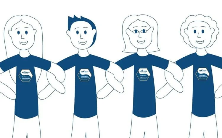 Four people linking arms