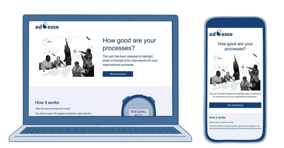 A laptop and smartphone with process health check on the screens