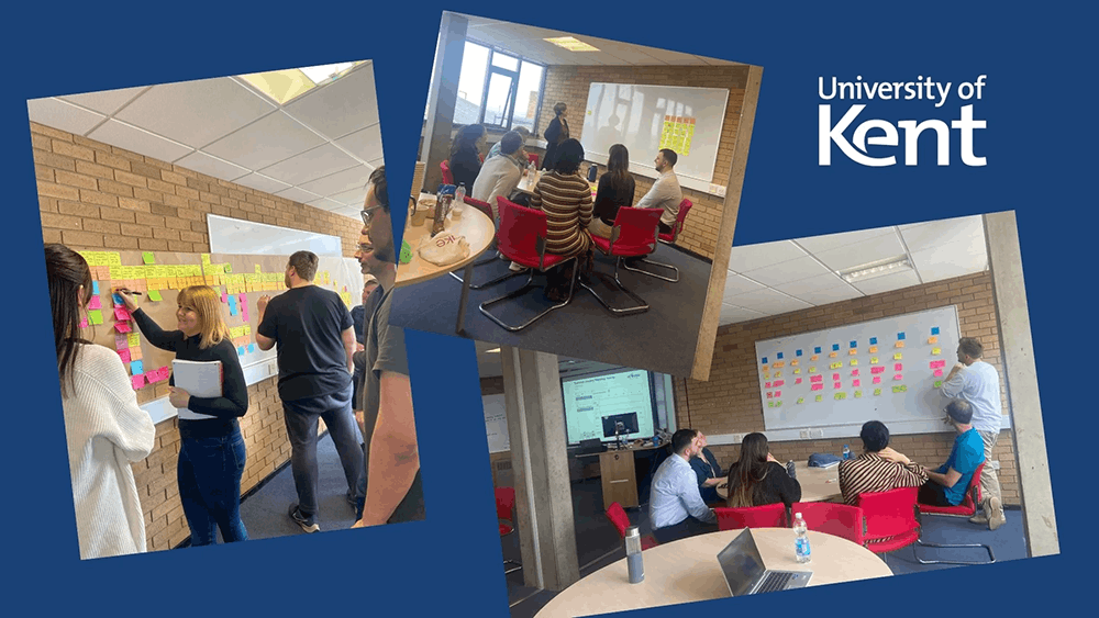A collage of photos of Ad Esse working with the University of Kent
