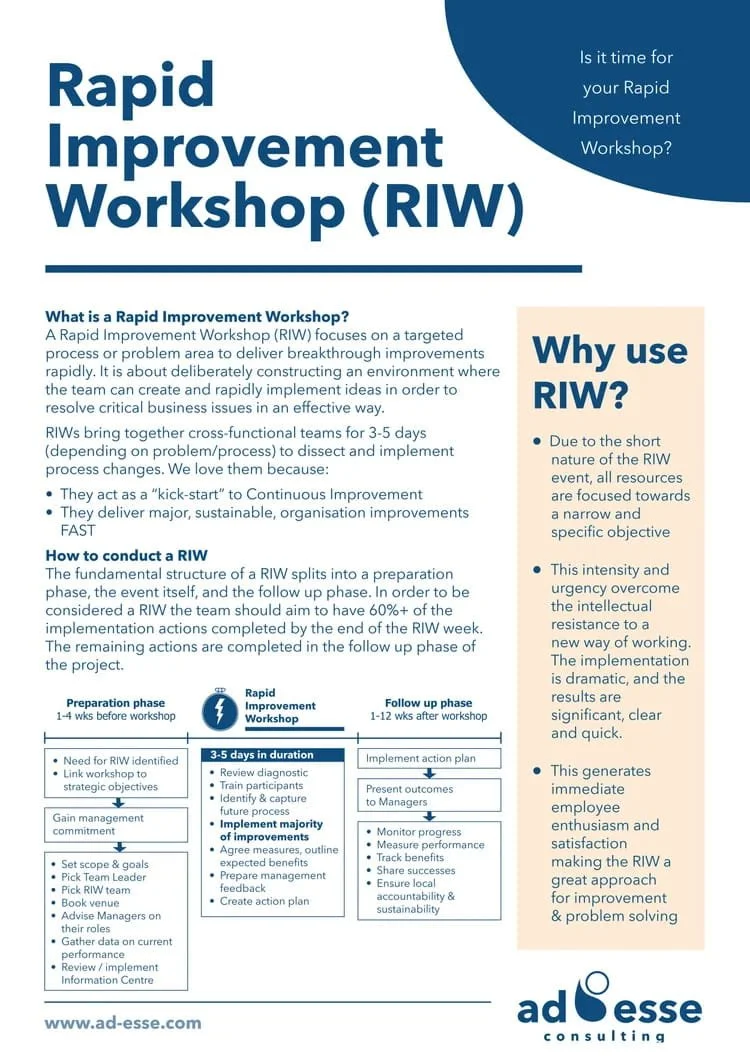 Rapid Improvement Workshop guide by Ad Esse