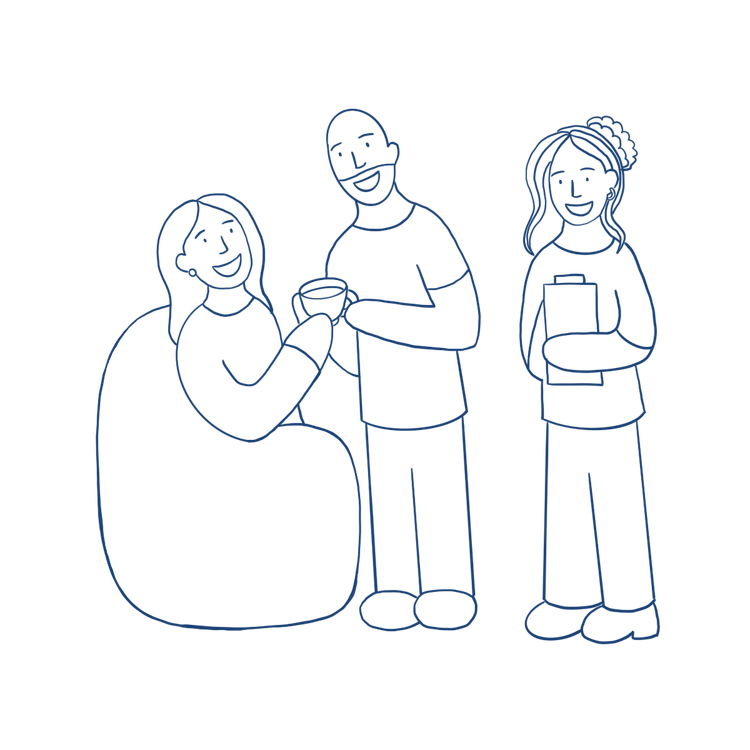 Three people smiling