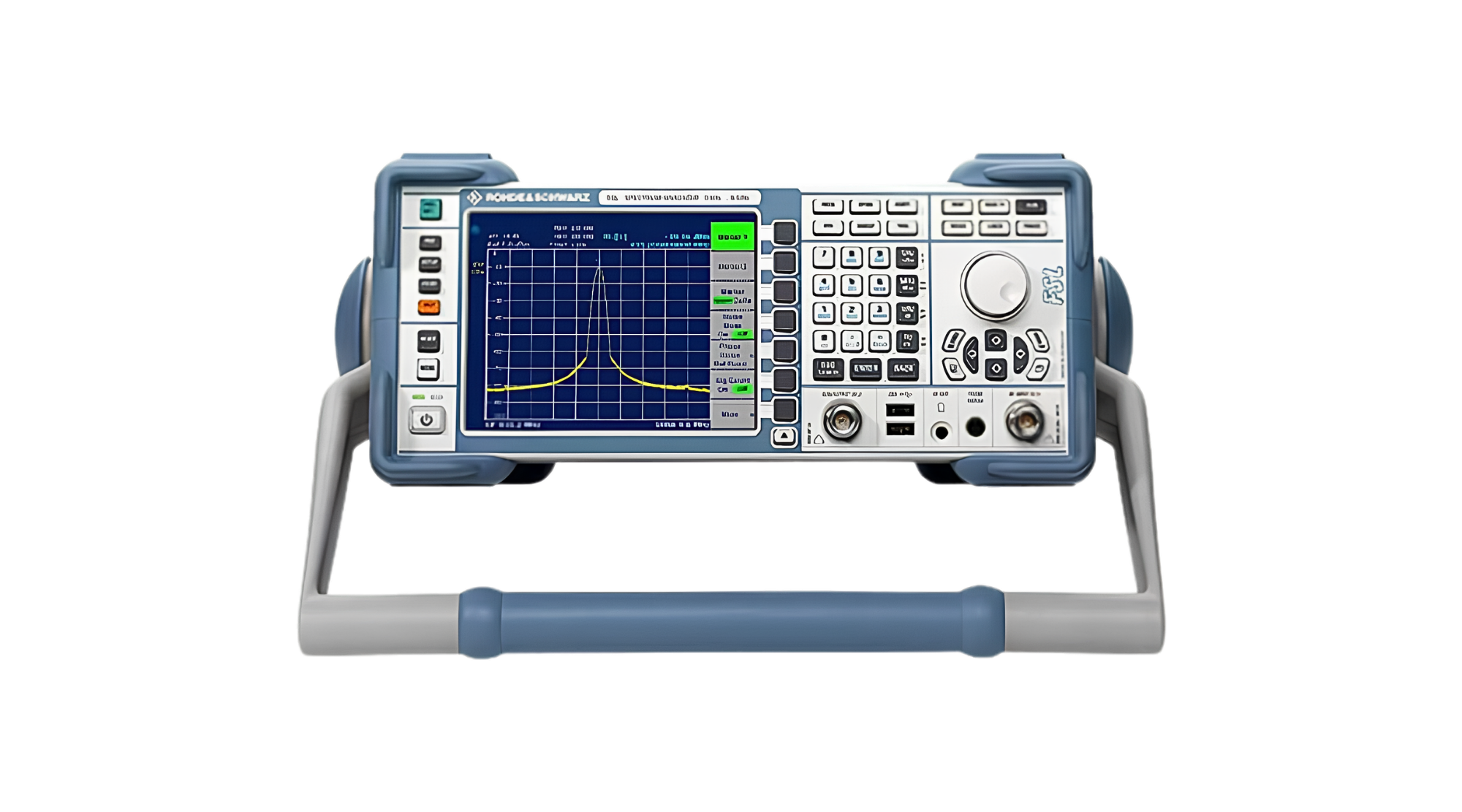 An oscilloscope displaying a blue screen with a yellow waveform and various measurement data.