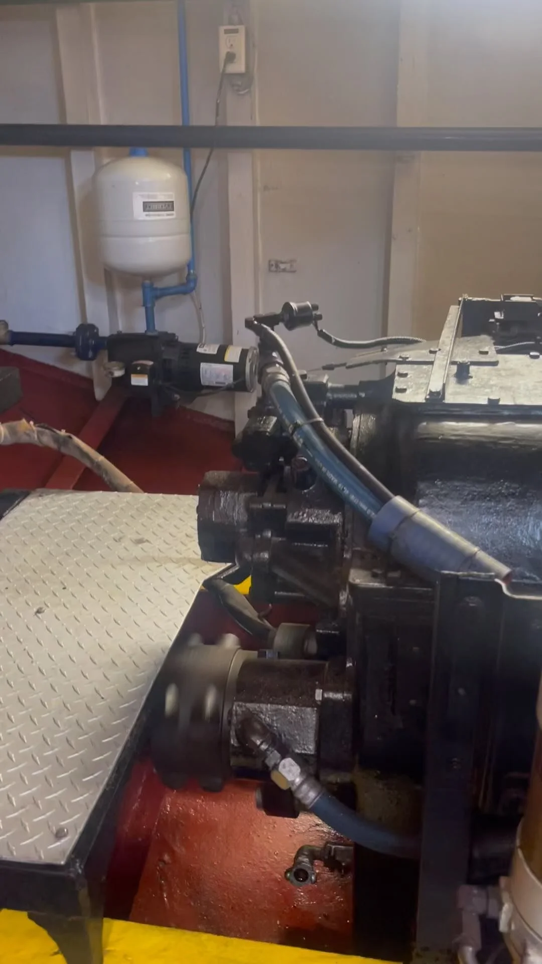 Anywhere anytime is our motto No other place we’d rather be, super clean and super cool engine room on the tug boat that we spent our time tediously going through and repairing oil leaks on to make sure that this commercial vessel stays work re