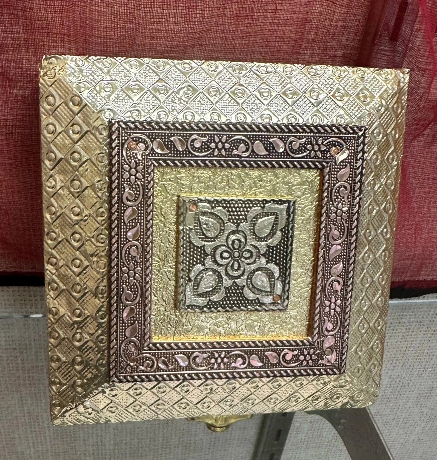 D12: Embossed Metal Box. Traditional Rajasthani, Moradabad Handcrafted Work