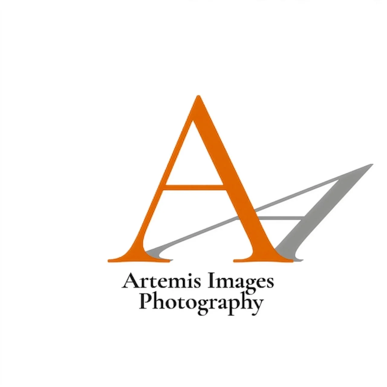 A logo featuring a large orange letter 'A' with parts of a gray and orange stylized bird or feather design behind it. Below the logo, the text reads 'Artemis Images Photography.'