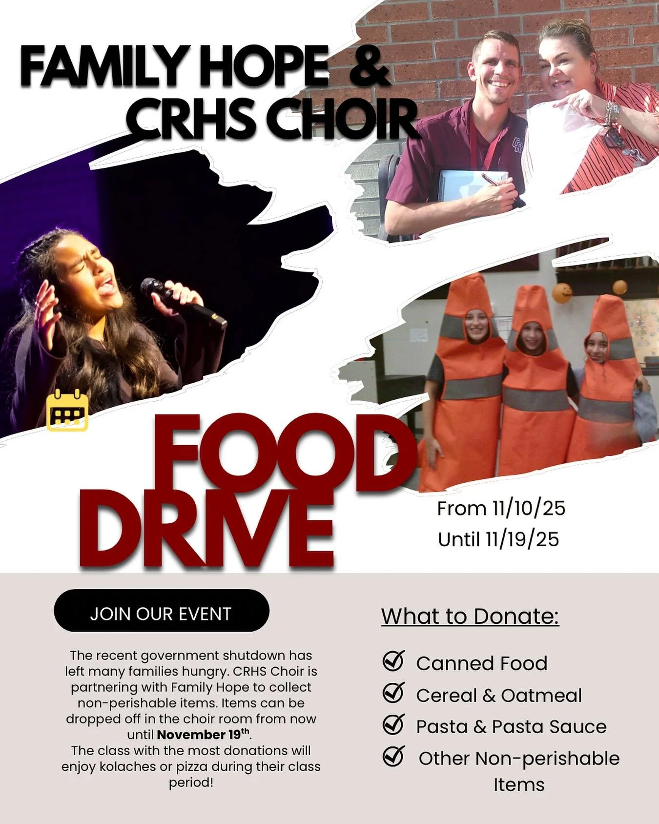 Don&rsquo;t be the losing class!! Help your community by donating non-perishable food items!