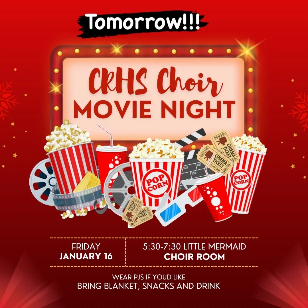 Movie Night!!!!
Get dropped off and picked up in back and enter the Choir Hall.
#singyoursong #livelifelovemusic 
Bring your own snacks.