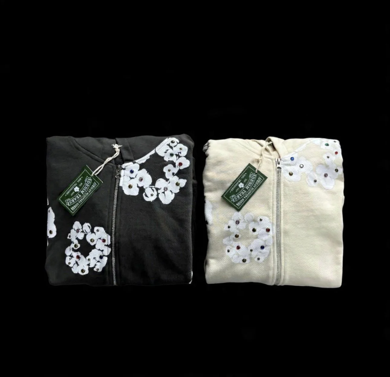 D*nim Tears Rhinestone Cotton Wreath Zip Hoodie